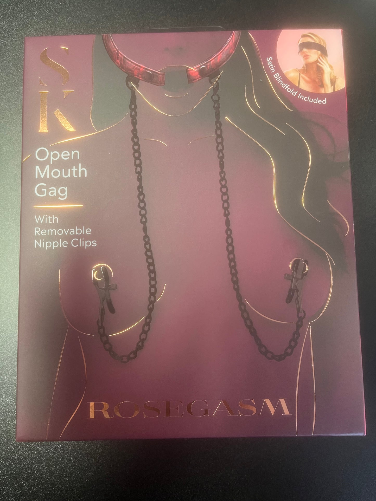 SK Rosegasm Open Ring Gag and Nipple Clamps