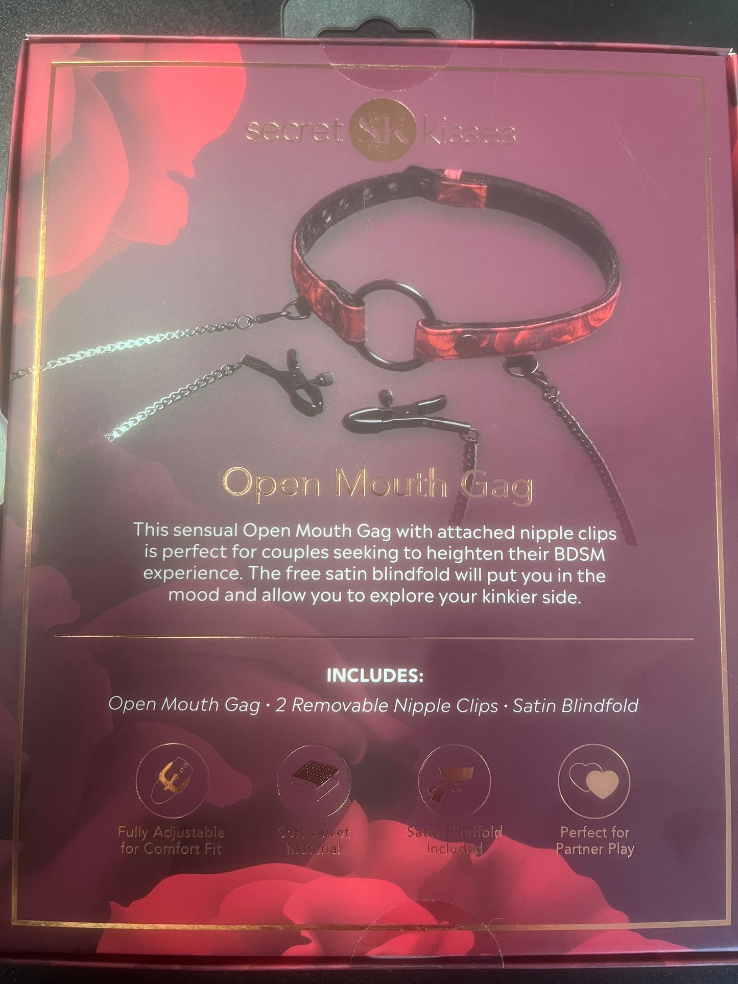 SK Rosegasm Open Ring Gag and Nipple Clamps