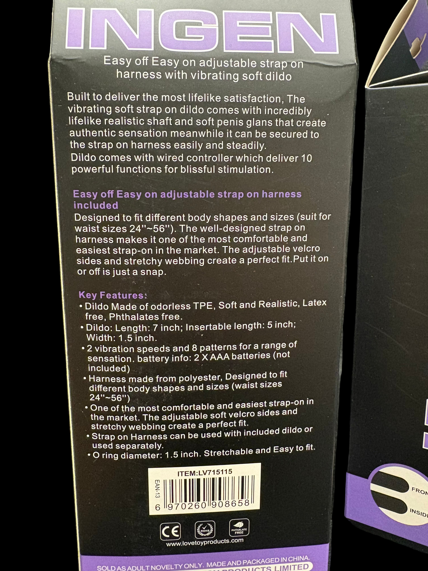 LoveToy Ingen Easy Strap on W/Vibrating Dildo