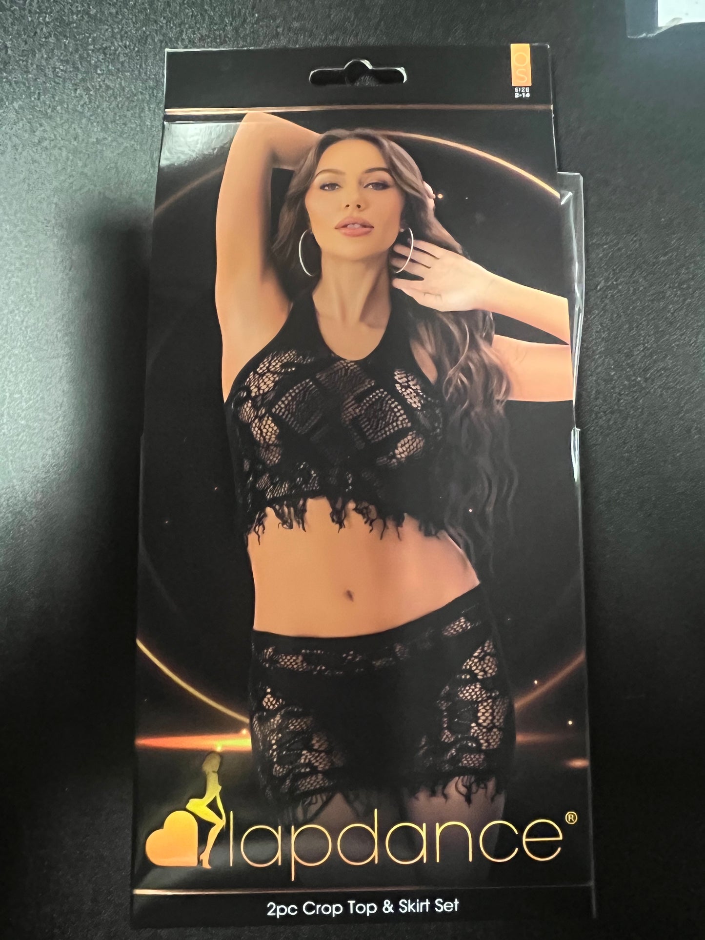 Lapdance 2pc Crop Top & Skirt Set in Black LC118