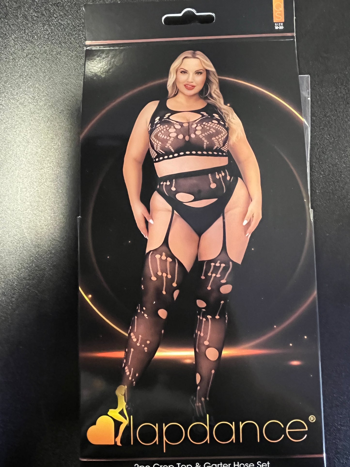 LapDance 2pc Crop Top & Garter Hose Set LC127