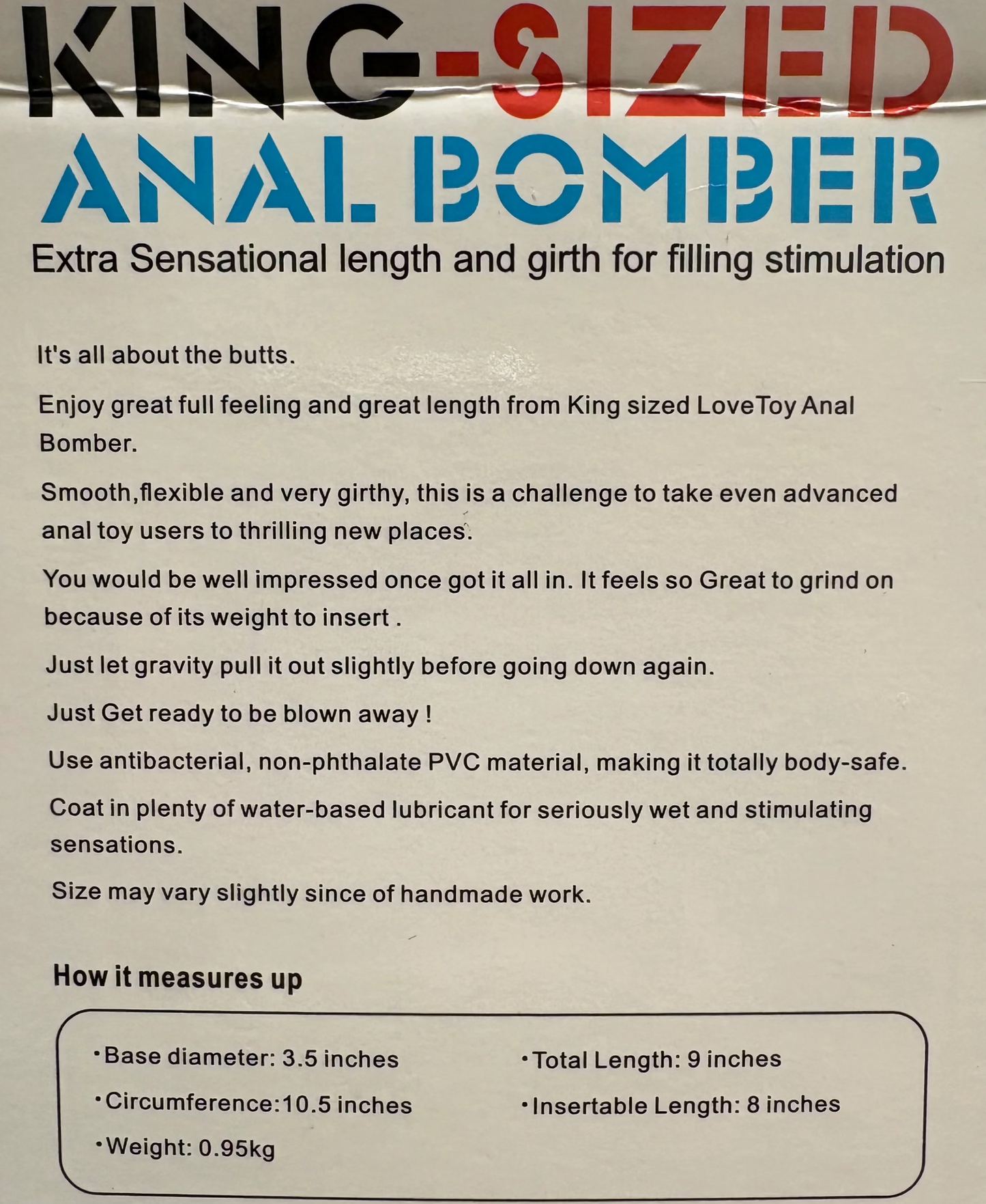 LoveToy 9" King-Sized Anal Bomber