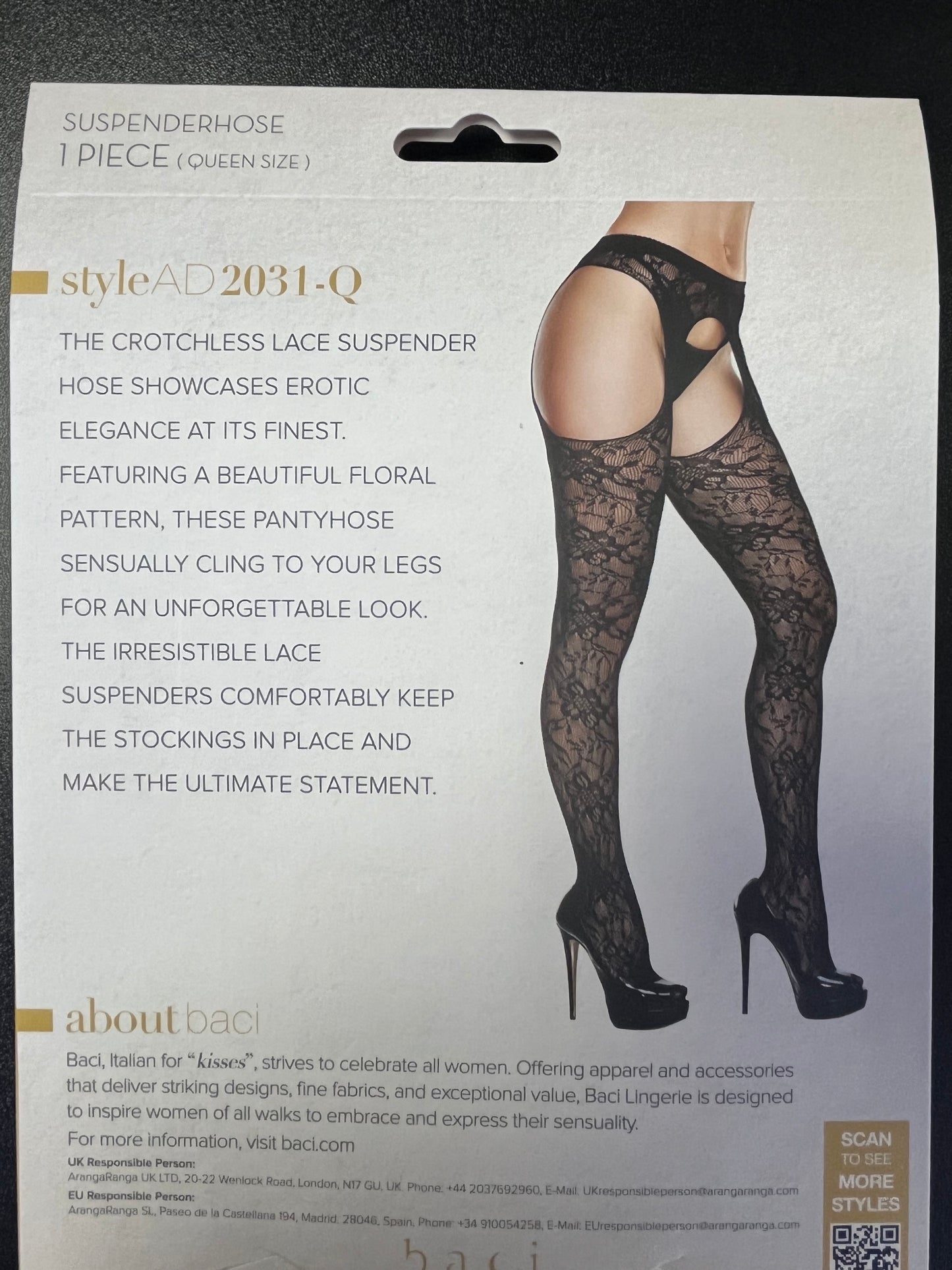 Baci Crotchless Lace Suspenderhose
