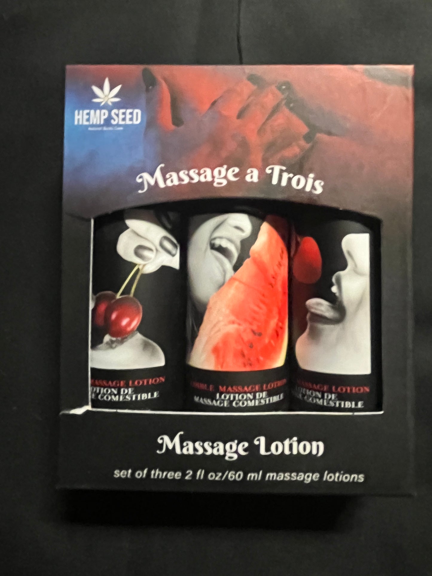 Massage A Trois Edible Massage Lotion Gift Set in 2oz/60ml