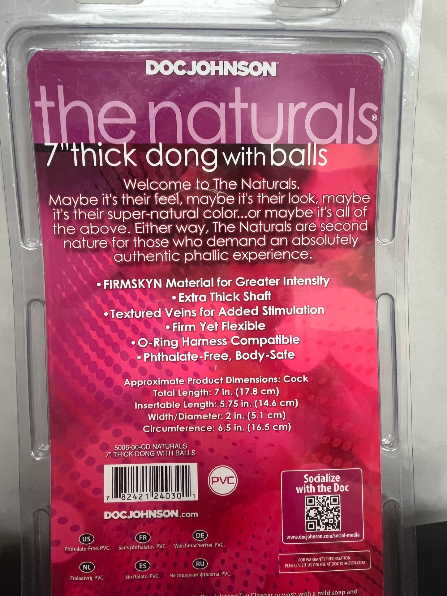 Doc Johnson The Naturals Thick 7 Inch Cock with Balls