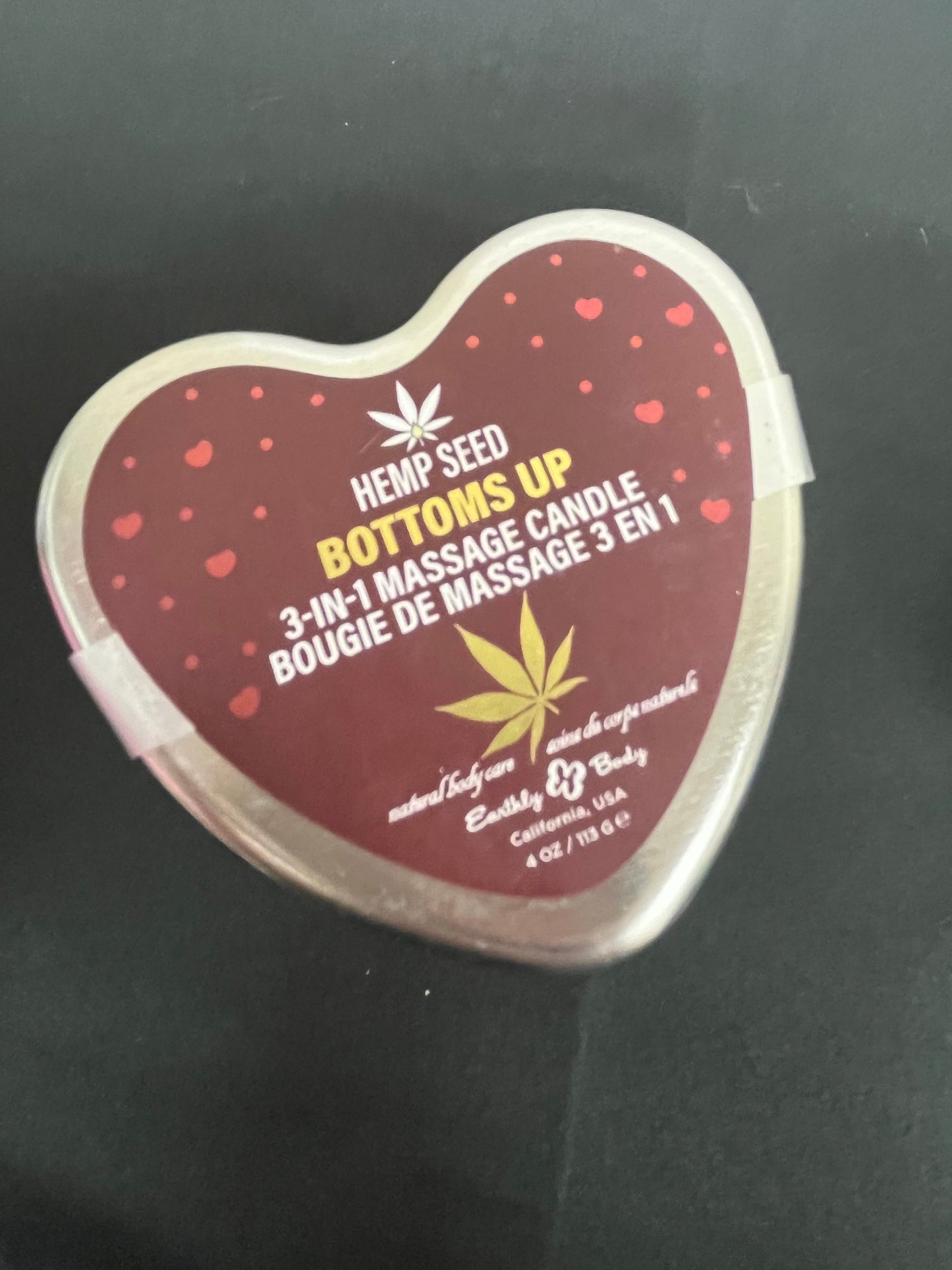 Hemp Seed 3-in-1 Massage Candle -Heart Shaped Tin