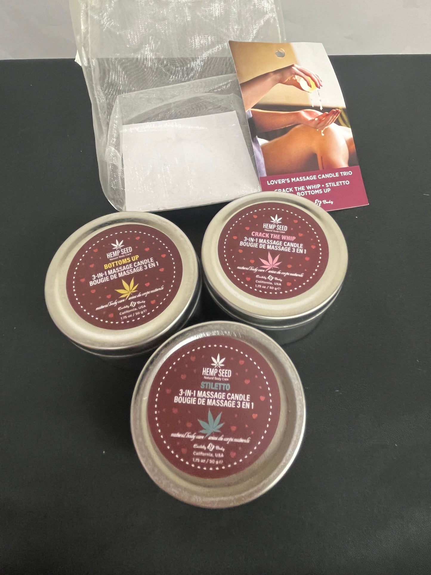 Earthly Body Lover's 3-in-1 Massage Candle Trio in 3 x 1.75oz/50g