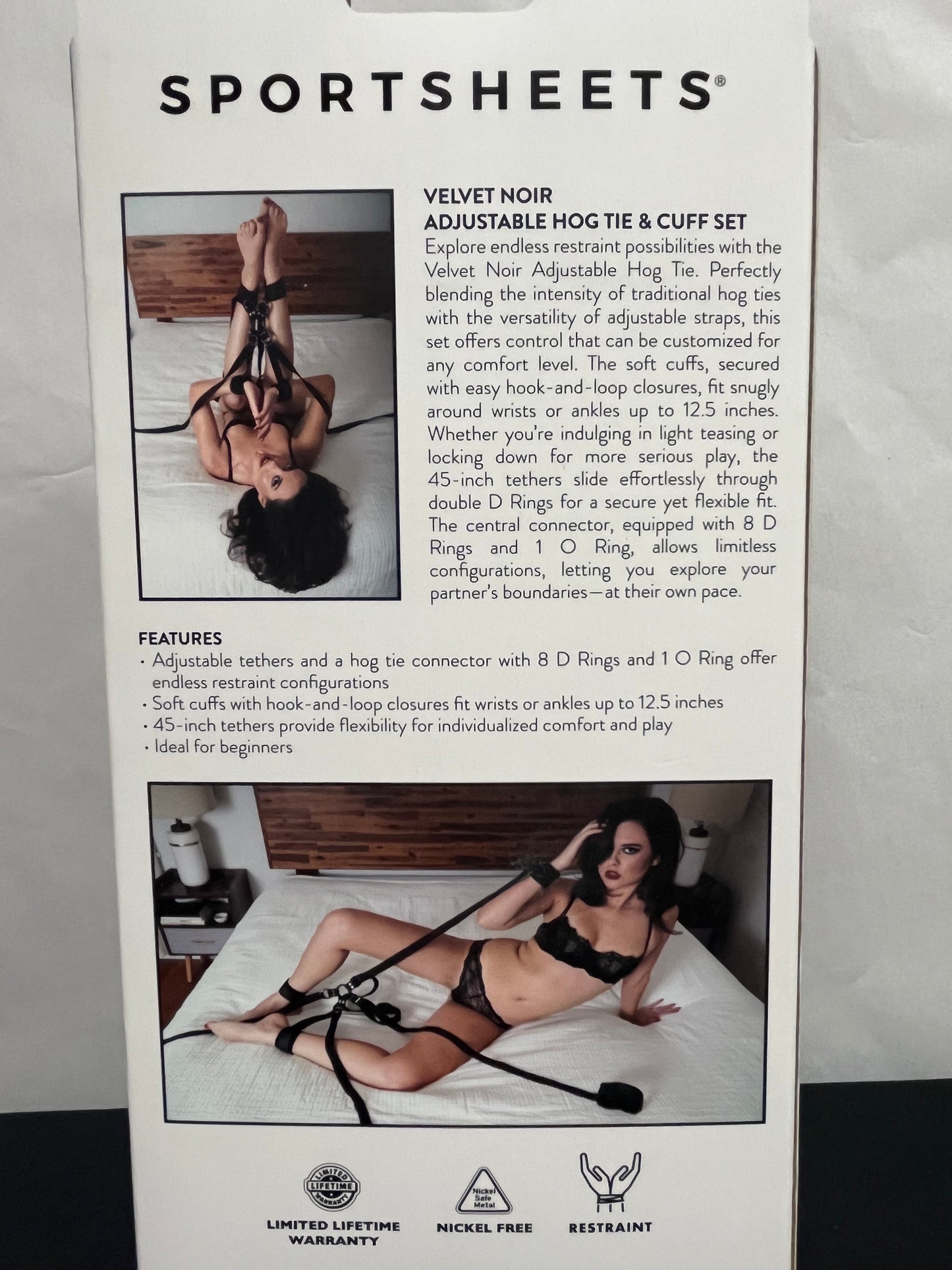 SportSheets Velvet Noir Adjustable Hog Tie & Cuff Set