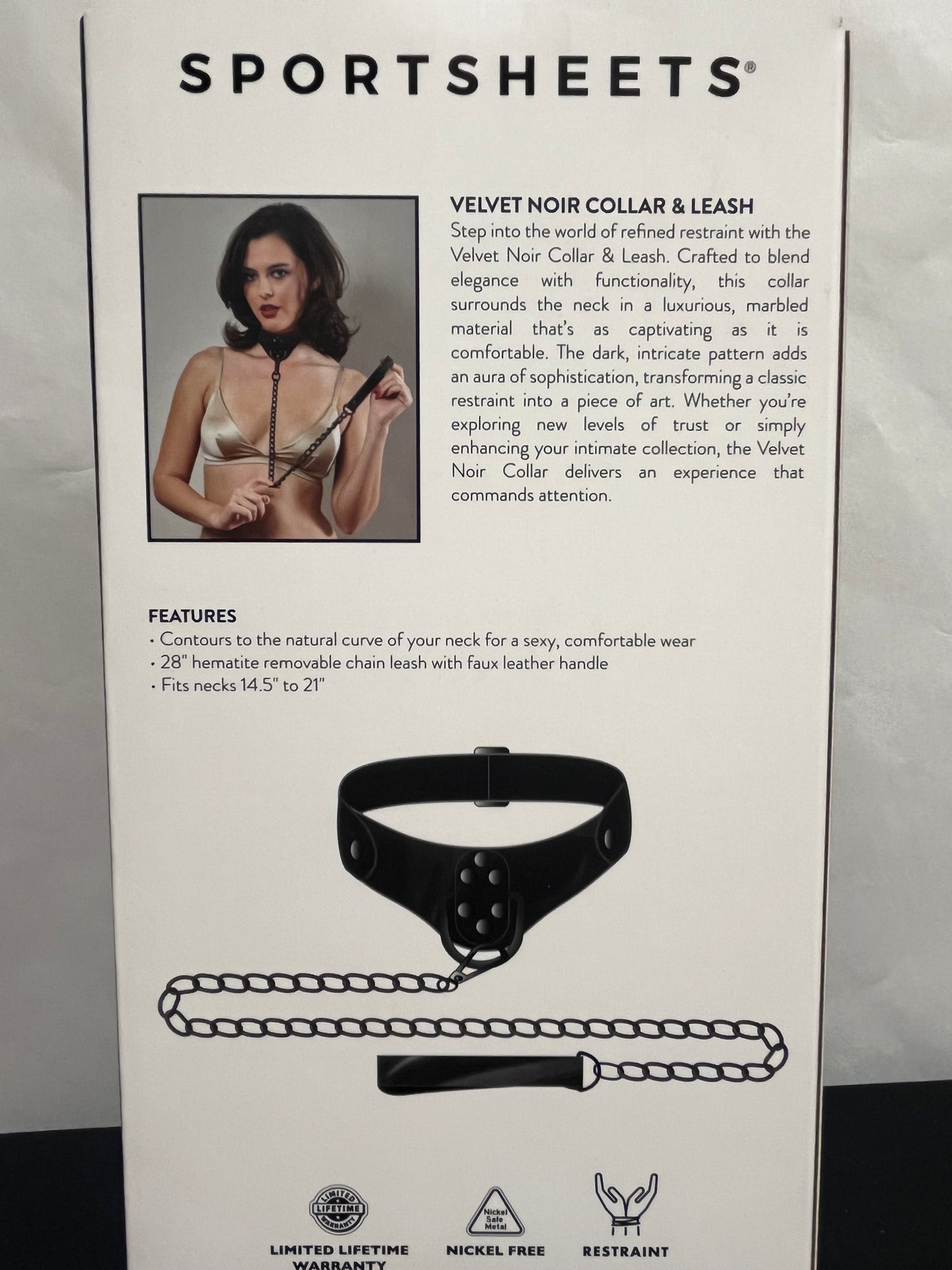 SportSheets Velvet Noir Collar & Leash
