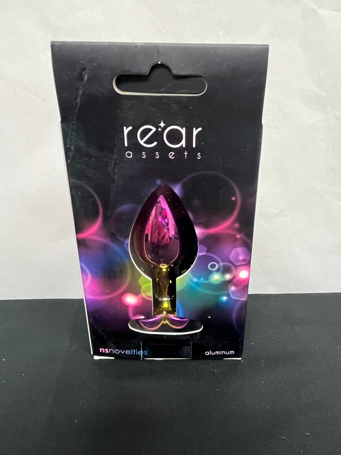 Small Aluminum Plug with Rainbow Heart Gem in Multicolor