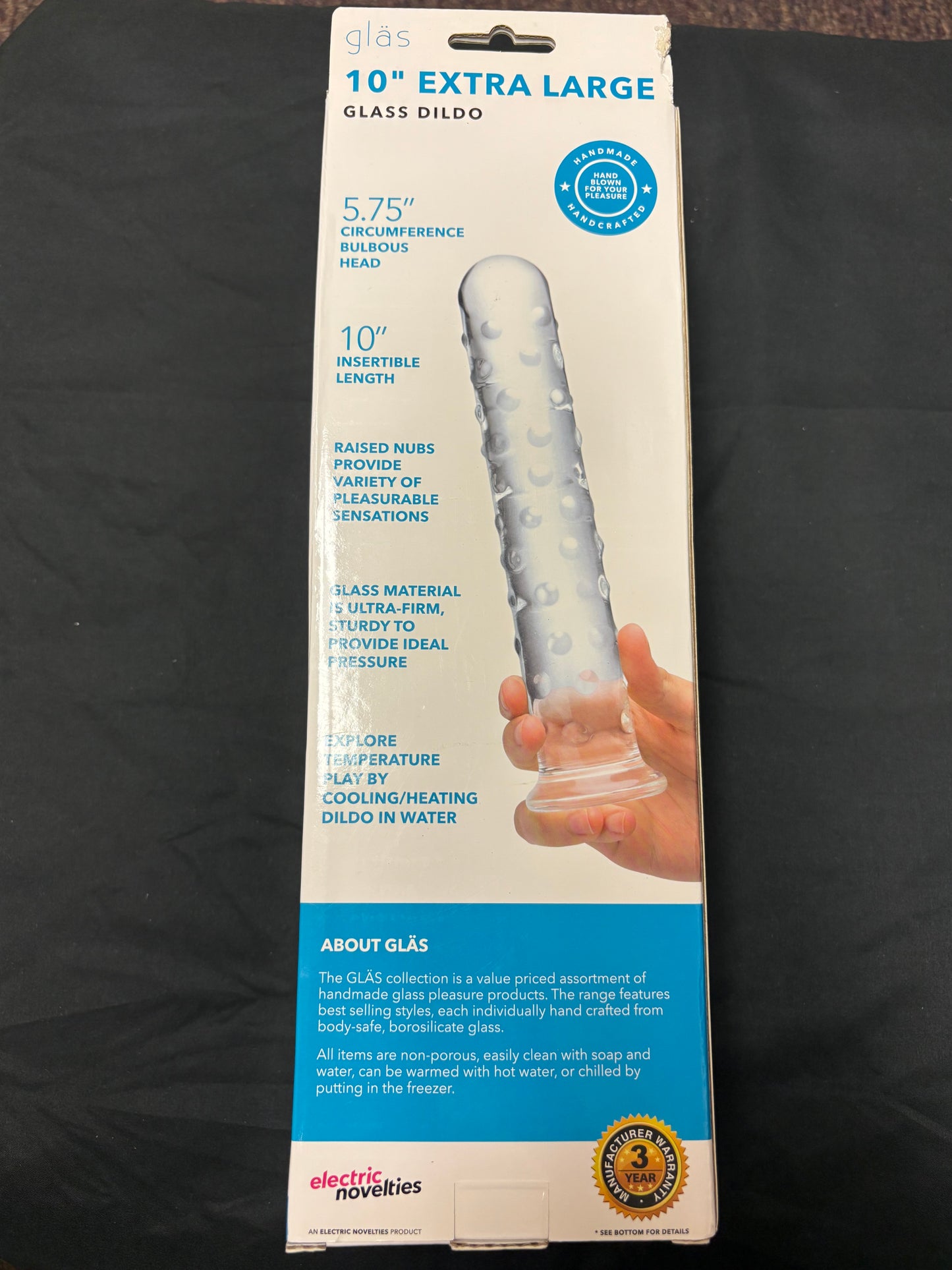 Glas 10" Extra Large Nubby Glass Dildo