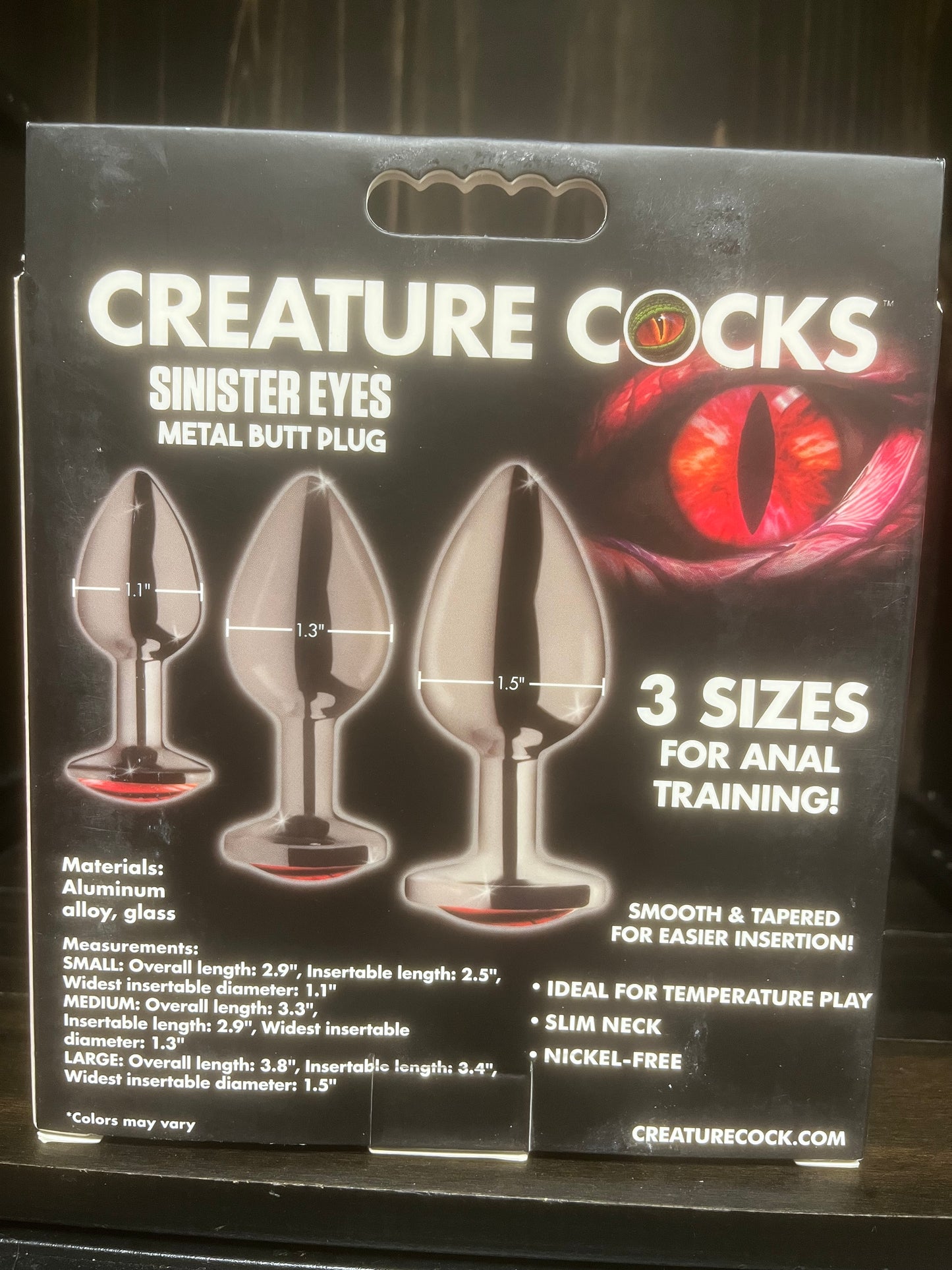 Creature Cocks Sinister Eyes Metal Butt Plug Set