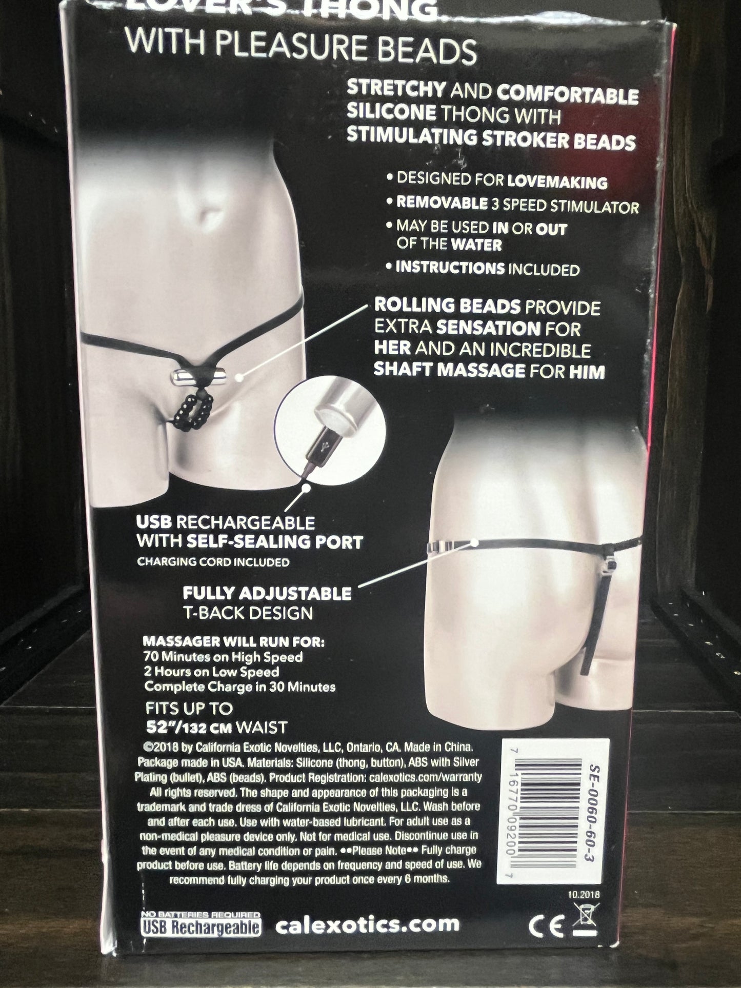 CalExotics Lover's Cheeky Thong with Stroker Beads