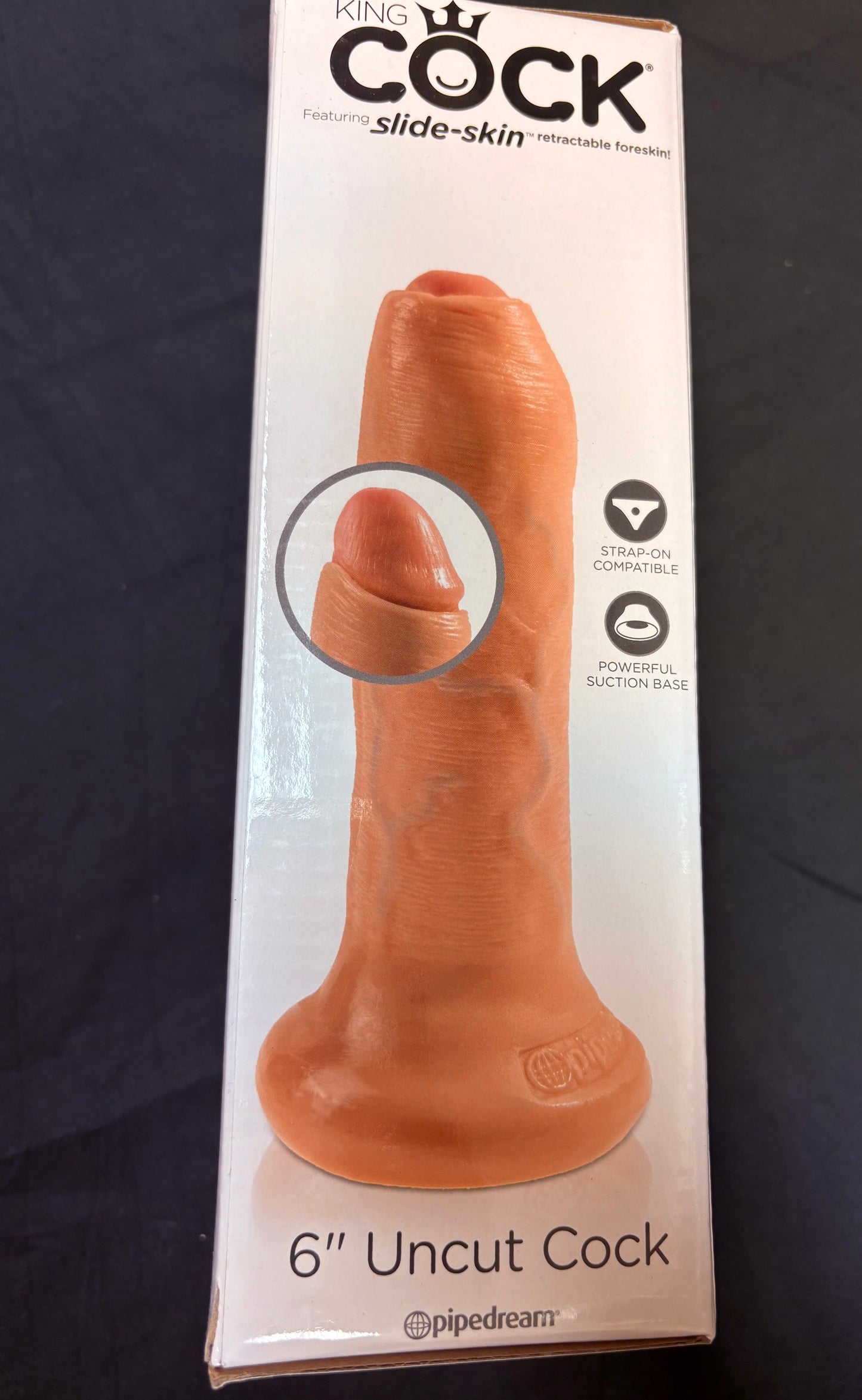 King Cock 6 Inch Slide-Skin Uncut Cock