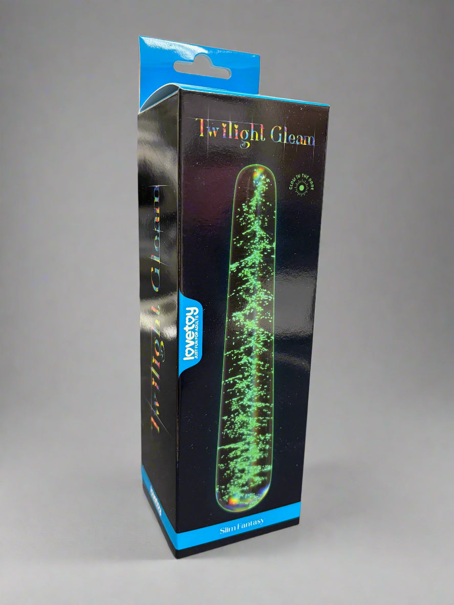 LoveToy Twilight Gleam Glow-In-Dark Glass Dildo -Slim Fantasy