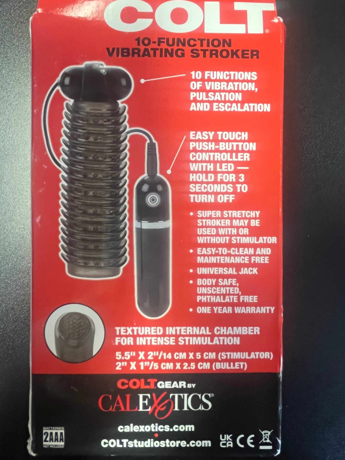 Colt 10 Function Textured Vibrating Stroker in Smoke