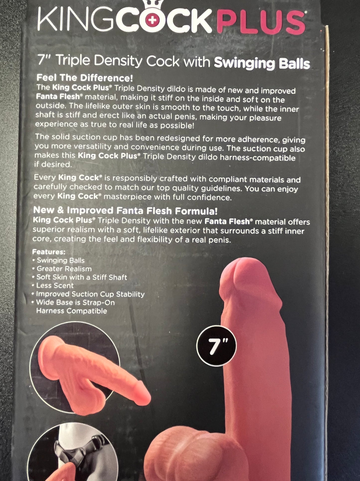 King Cock Plus 7 Inch 3D Cock with Swinging Balls