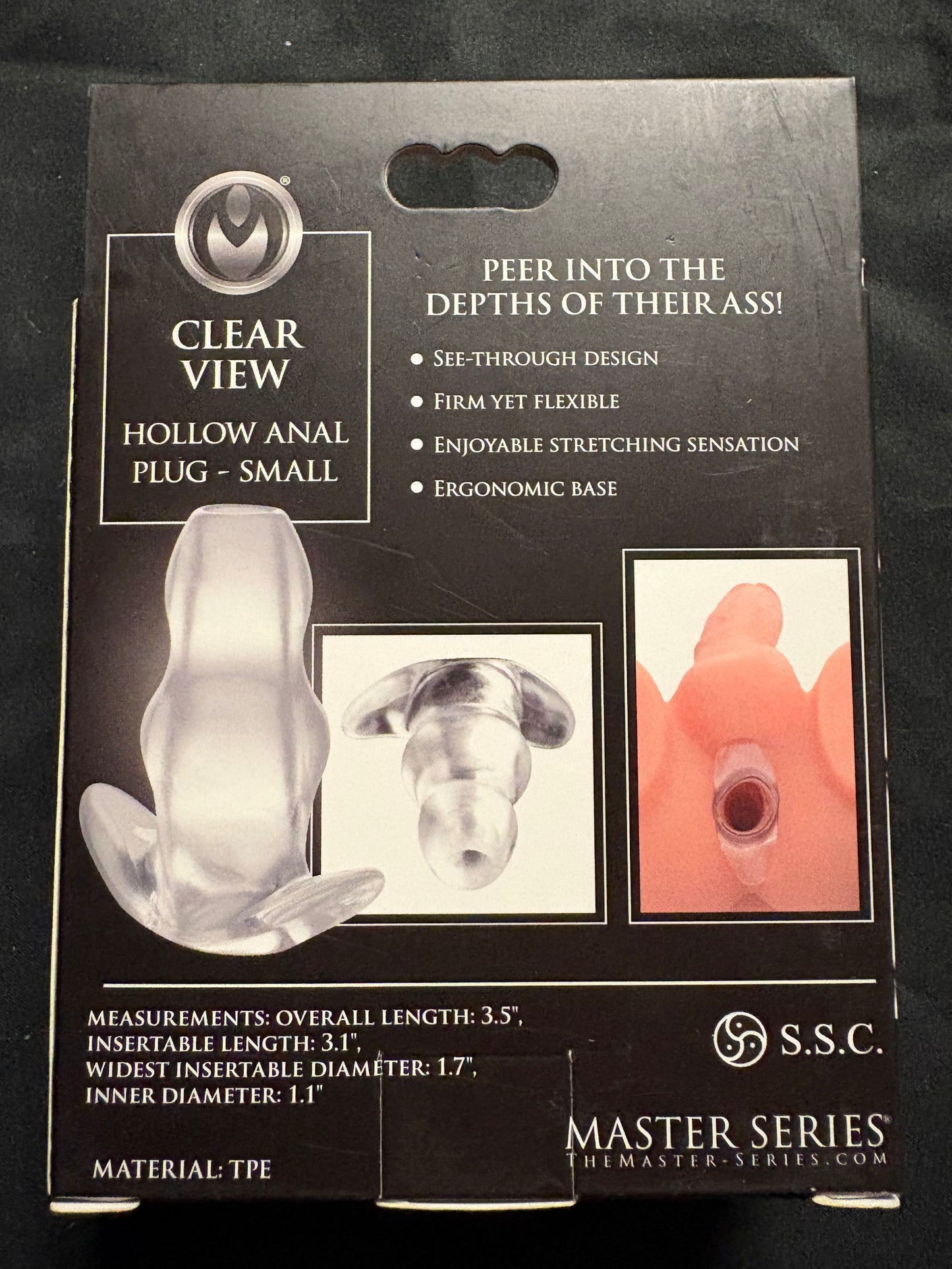 Master Series Clear View Hollow Anal Plug -Small