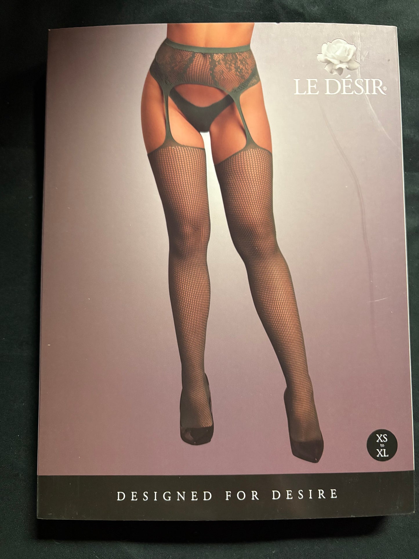Le Désir Green Fishnet & Lace Garter Stockings OS