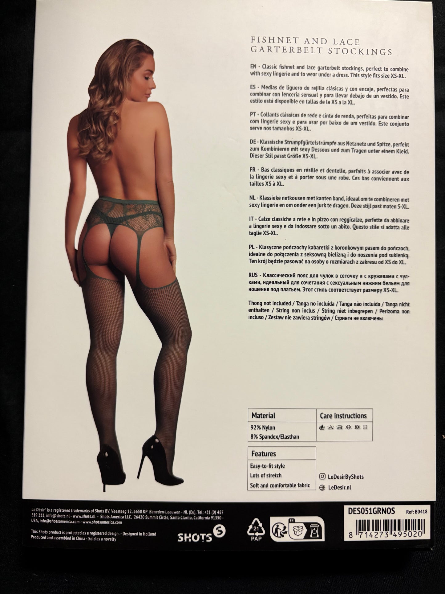 Le Désir Green Fishnet & Lace Garter Stockings OS