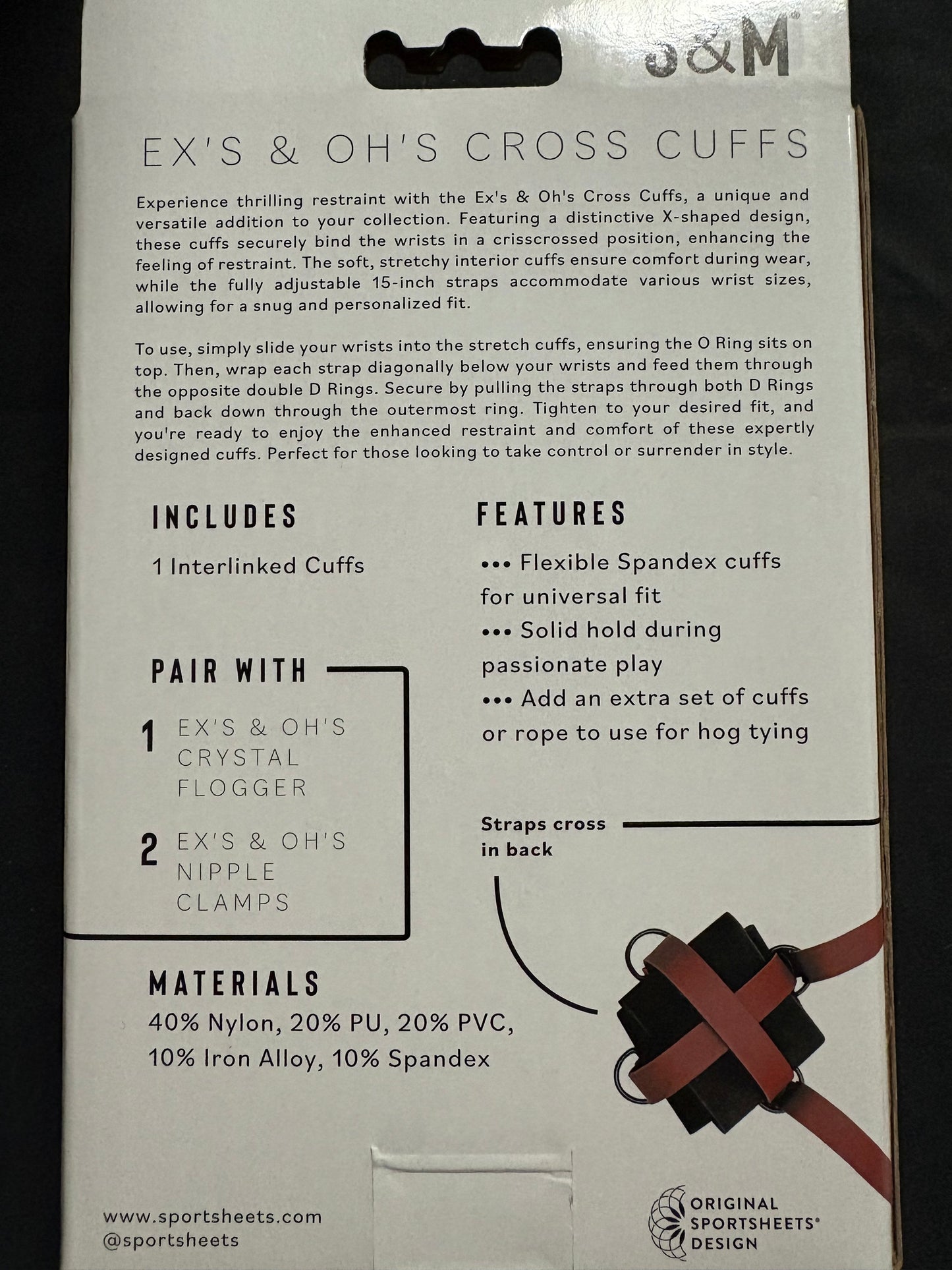 Sex & Mischief Ex's & Oh's Cross Cuffs