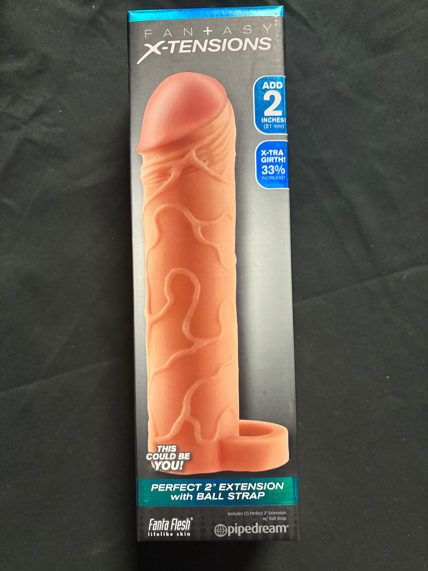 Pipedream Perfect 2 Inch Fanta Flesh Extension and Ball Strap