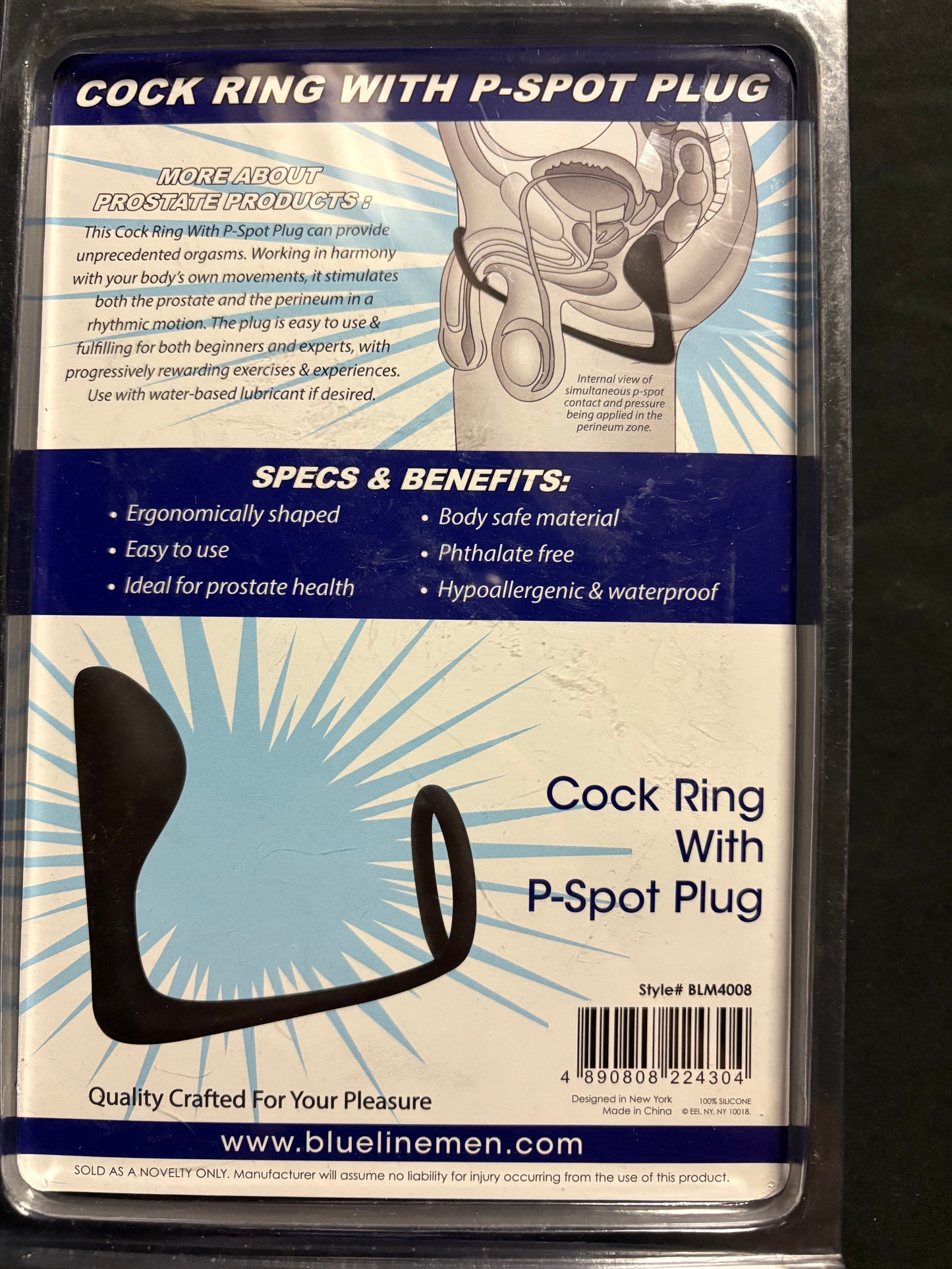Prostate Gear Cock Ring w P-Spot Plug