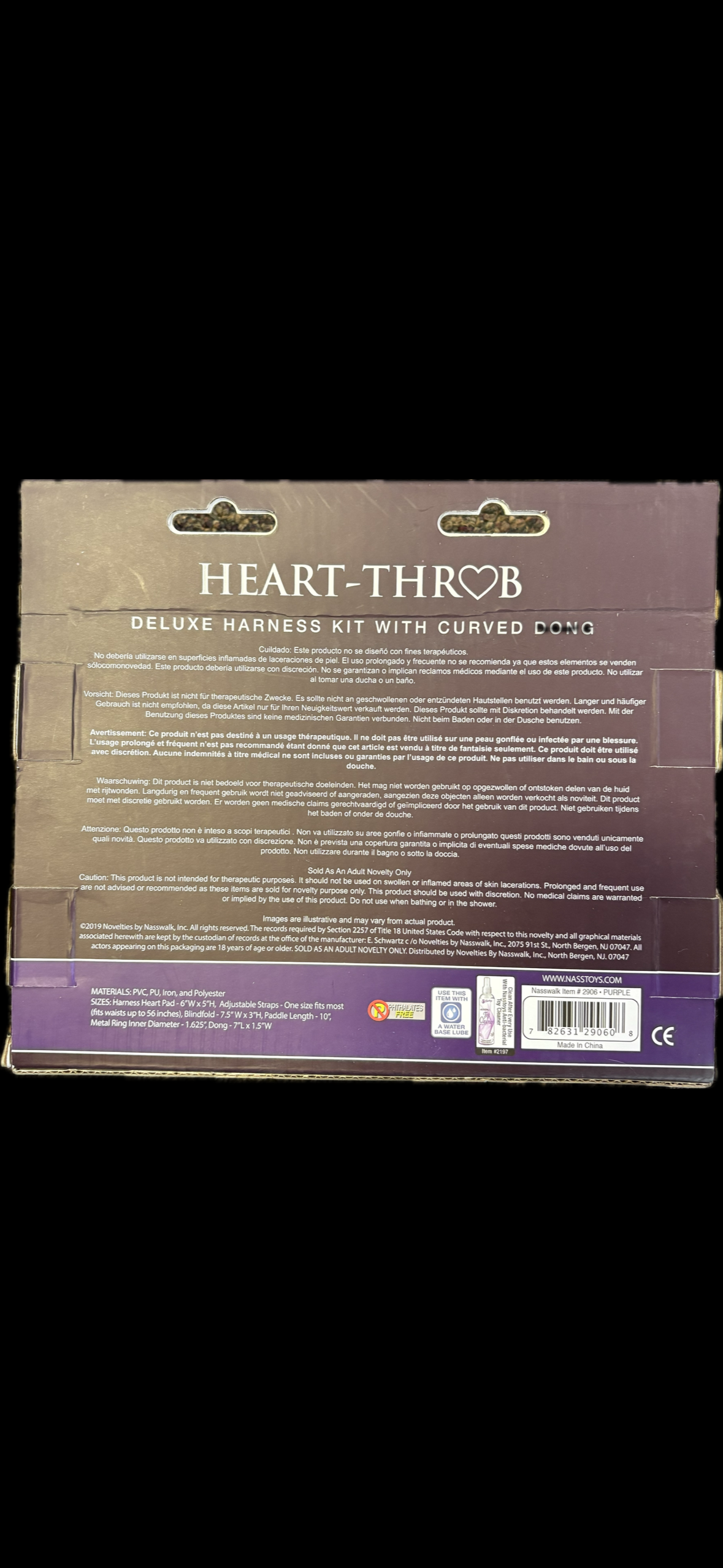 Heart-Throb Deluxe Harness Kit & Curved Dildo in Purple