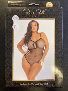 Rene Rofe Undone See Through Black Bodysuit OSXL