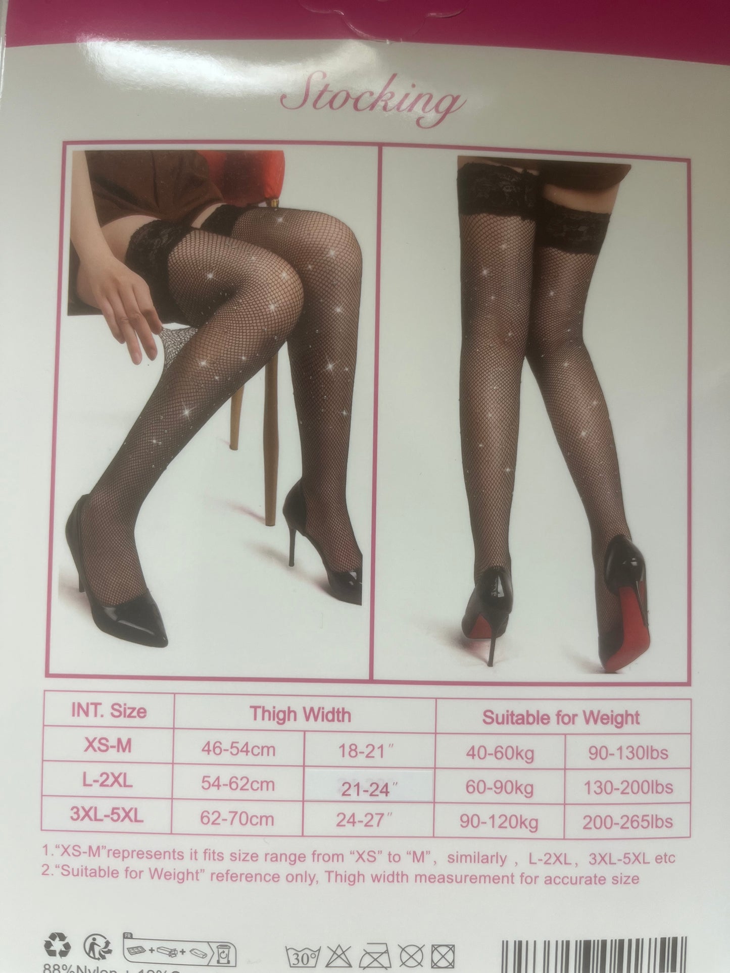 Anti Slip Silicone Grip Fishnet Thighs with Rhinestones H3570