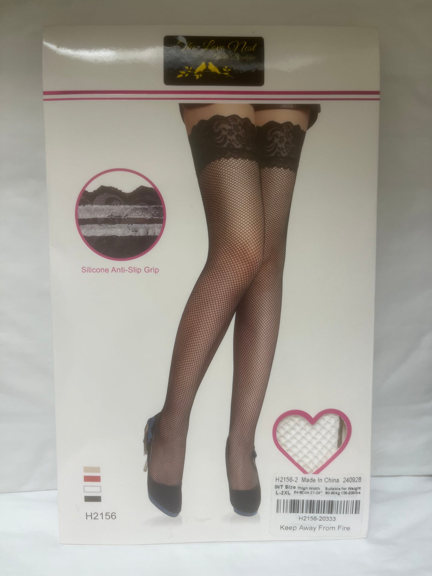 Anti Slip Silicone Grip Fishnet Thigh Highs with Scallop Lace Tops H2156