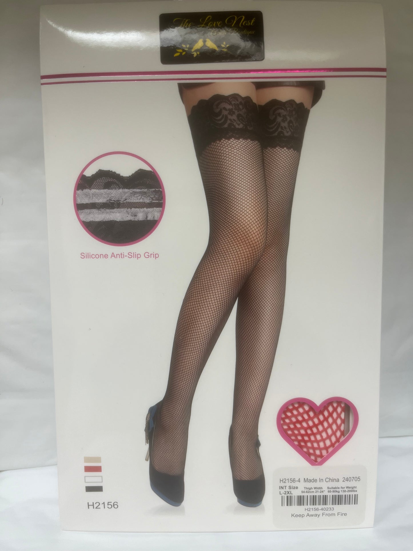 Anti Slip Silicone Grip Fishnet Thigh Highs with Scallop Lace Tops H2156