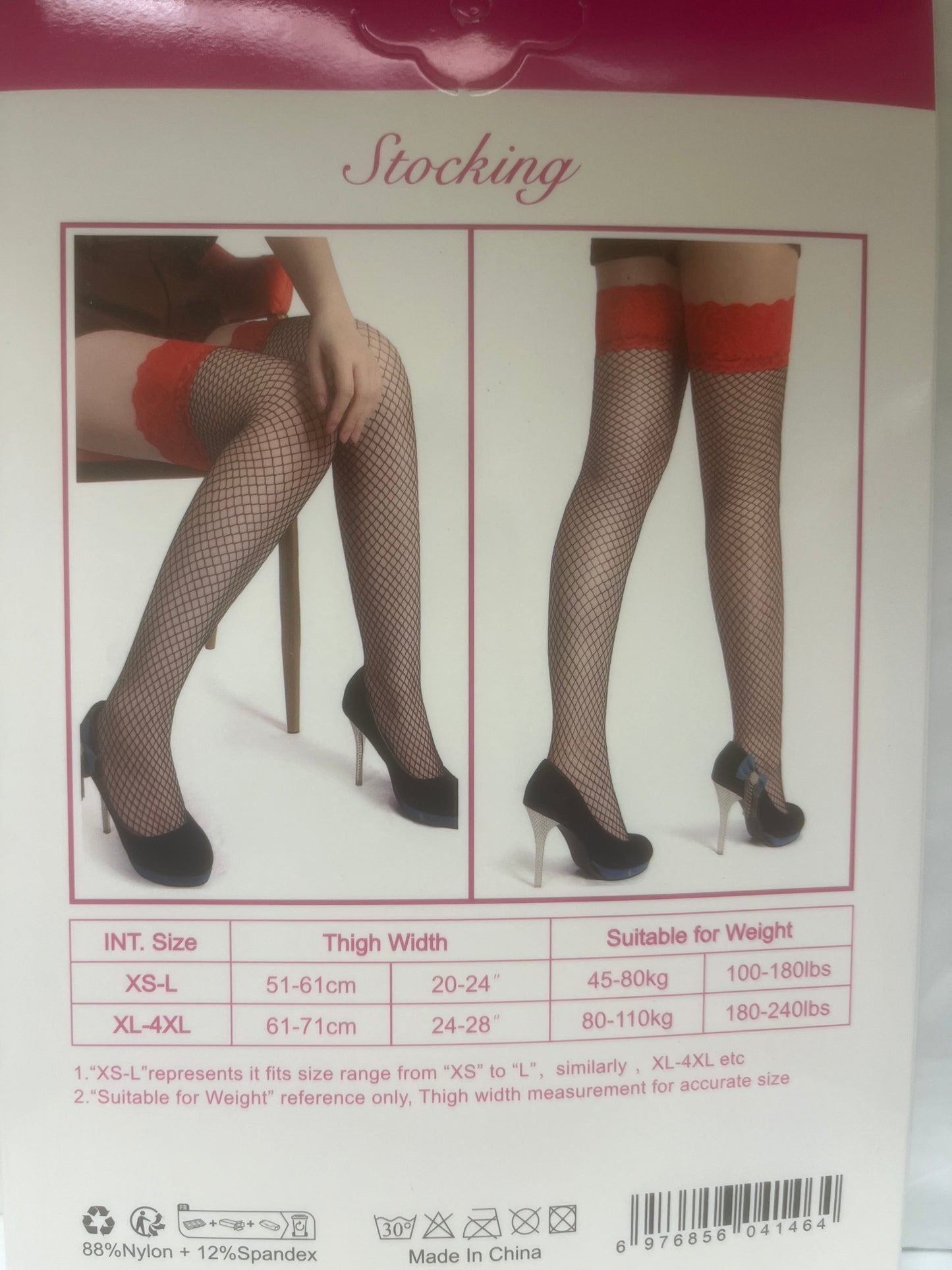 Fishnet Thigh Highs with Red Lace Tops H9032