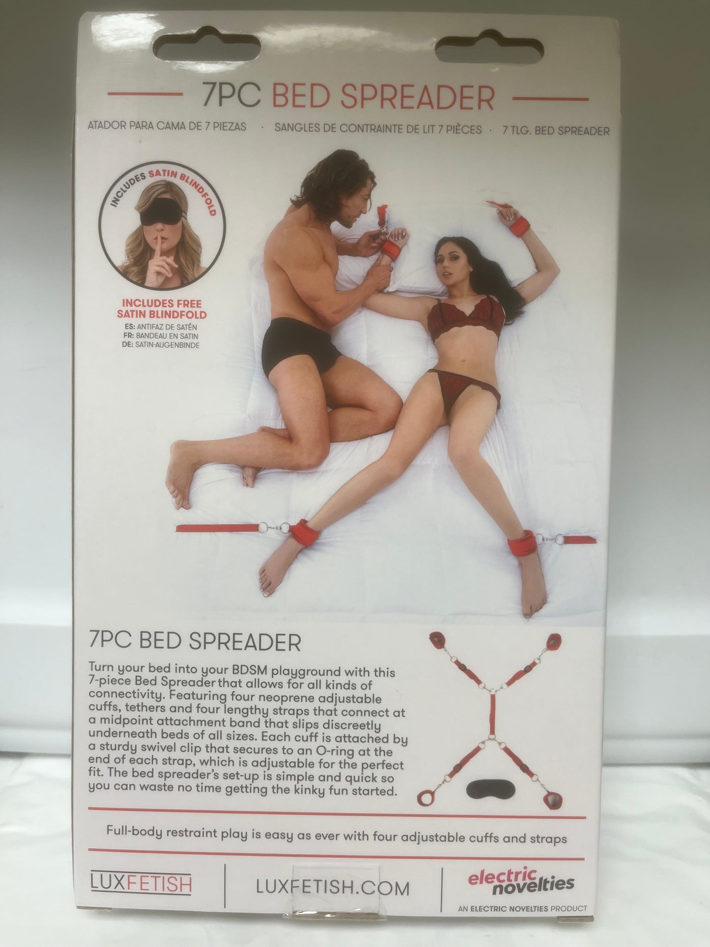Lux Fetish Bed Spreader Restraint Set in Red