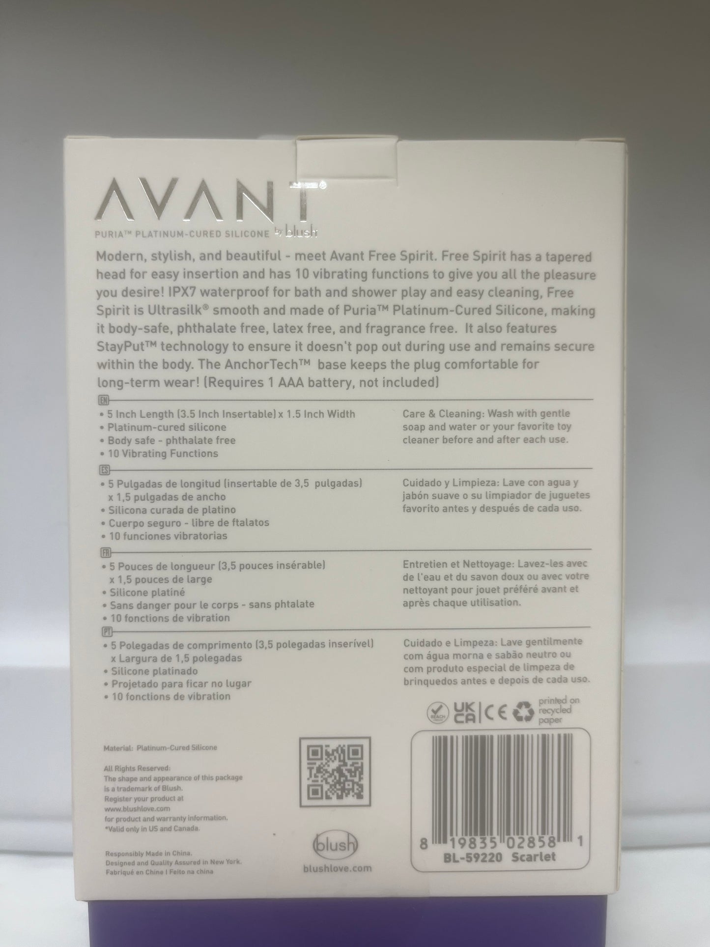 Blush Avant Free Spirit Vibrating Plug