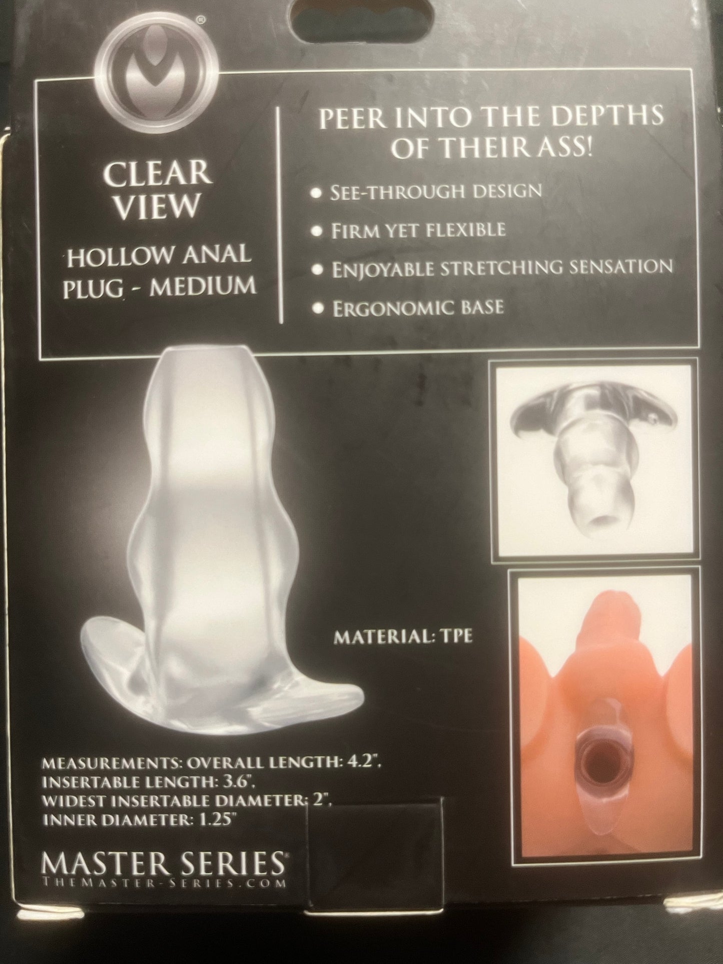 Master Series Clear View Hollow Anal Plug in Medium