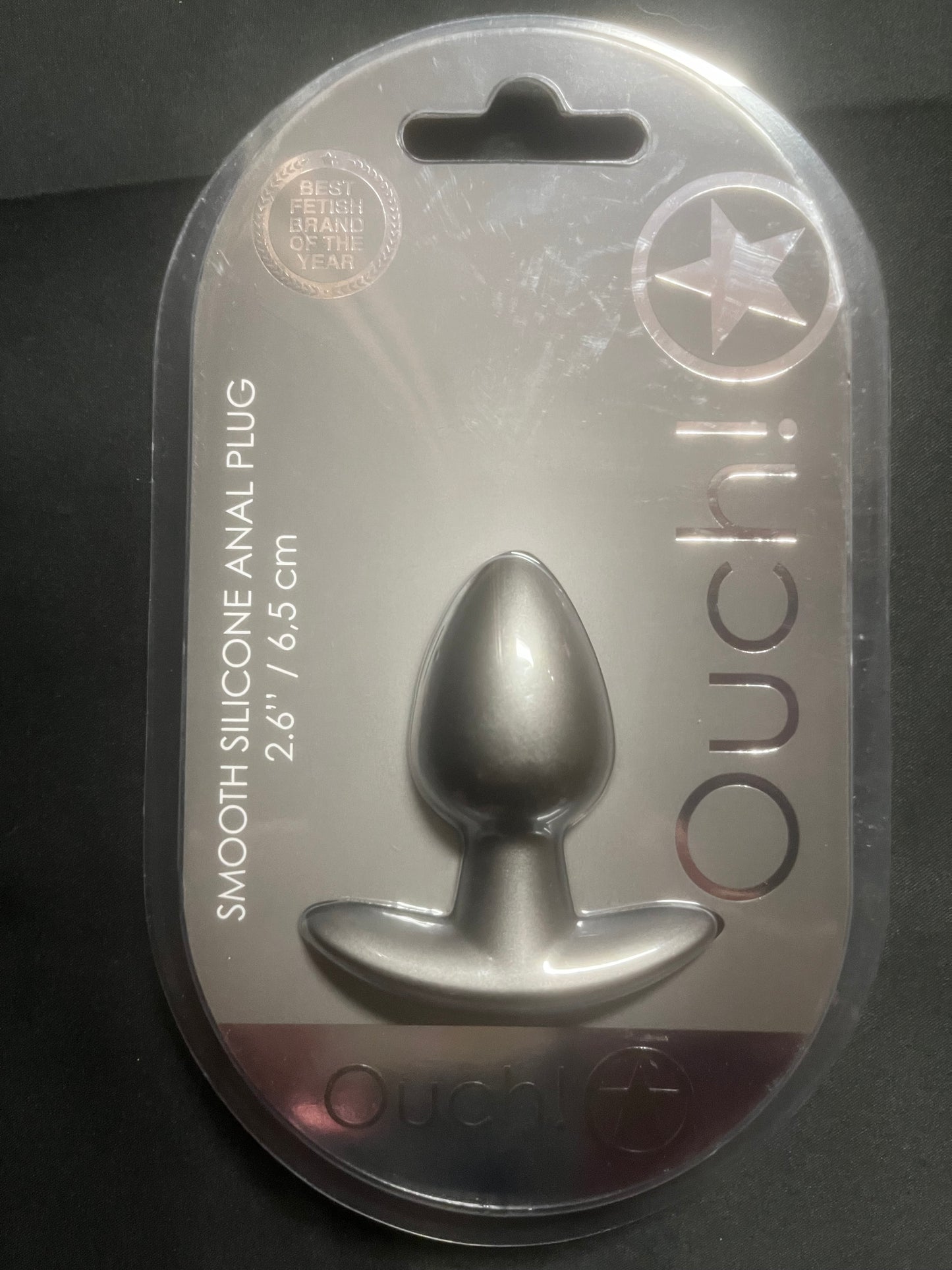 Ouch! Smooth Silicone 2.6 Inch Butt Plug in Gun Metal