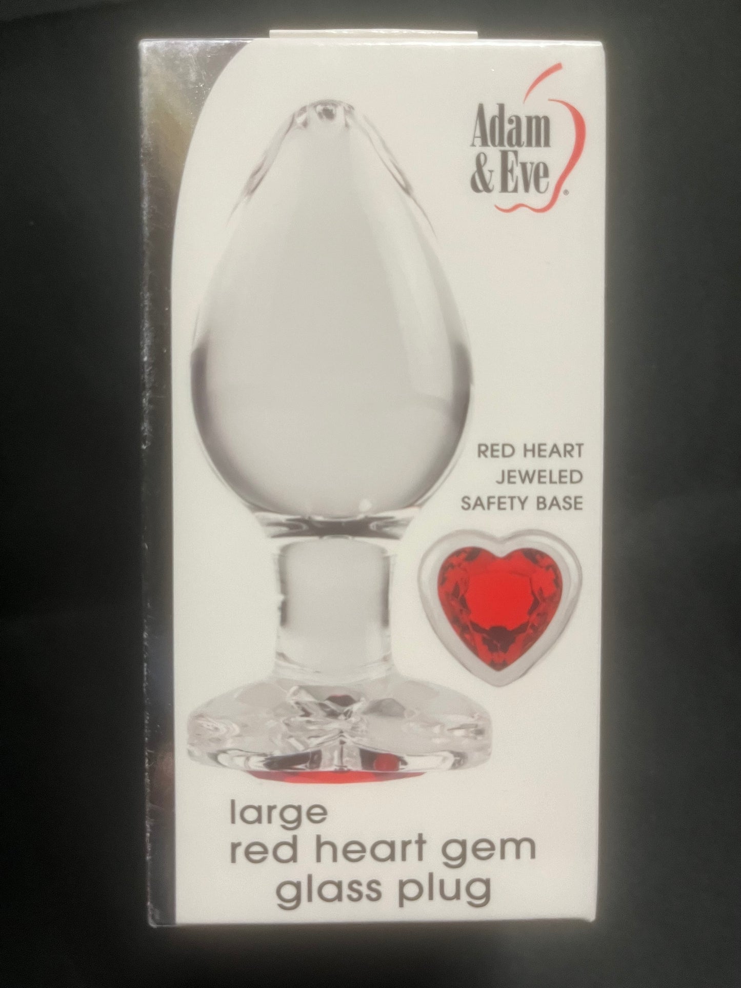 Adam & Eve Red Heart Gem Glass Plug in Large