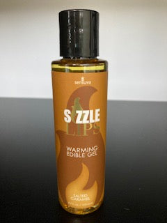 Sizzle Lips Edible Massage Gel 4.2oz/125ml in Salted Caramel