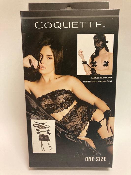 Coquette Bandeau Top and Garter with Mask and Restraints
