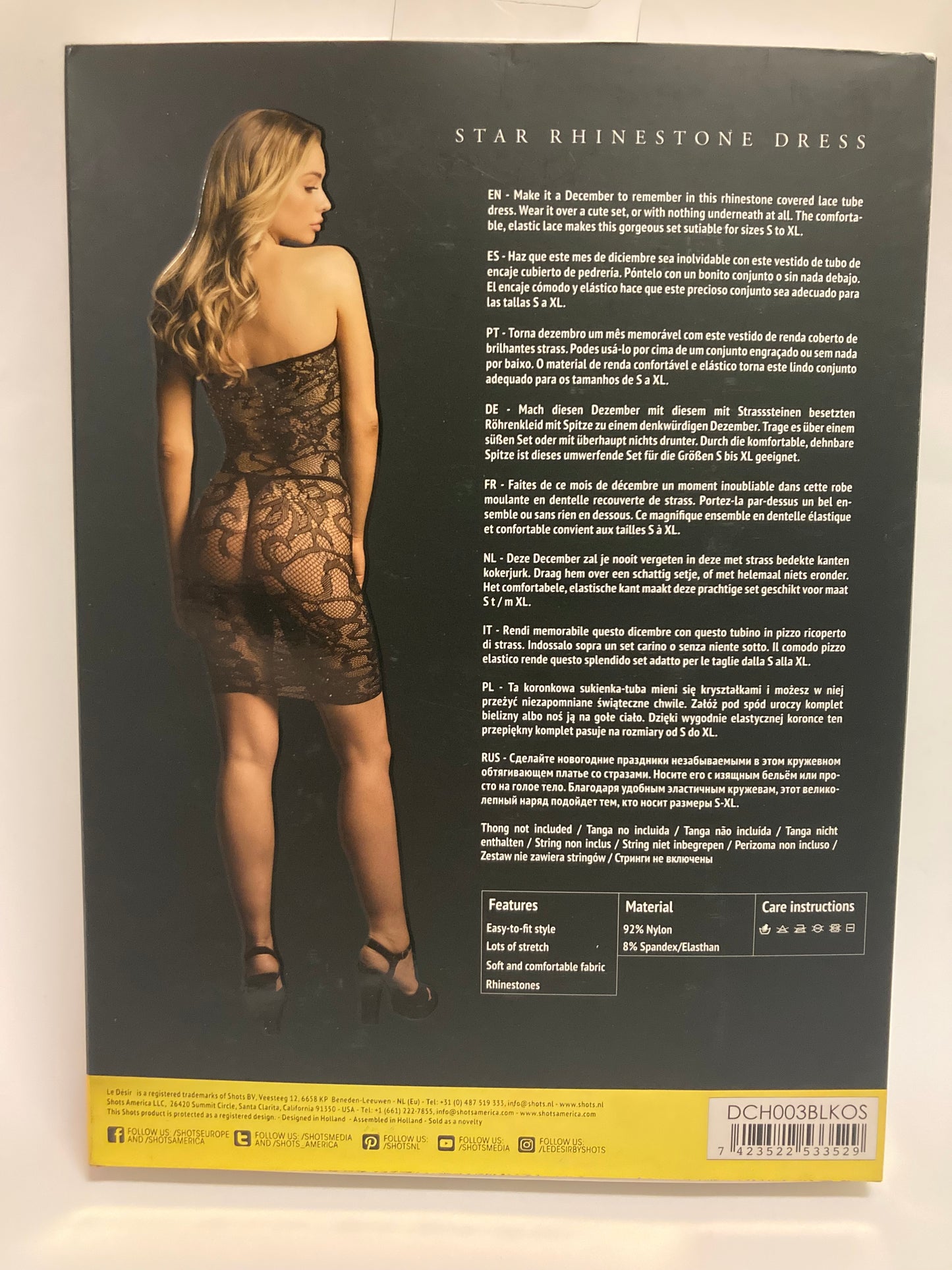 Le Désir Black Star Rhinestone Dress OS