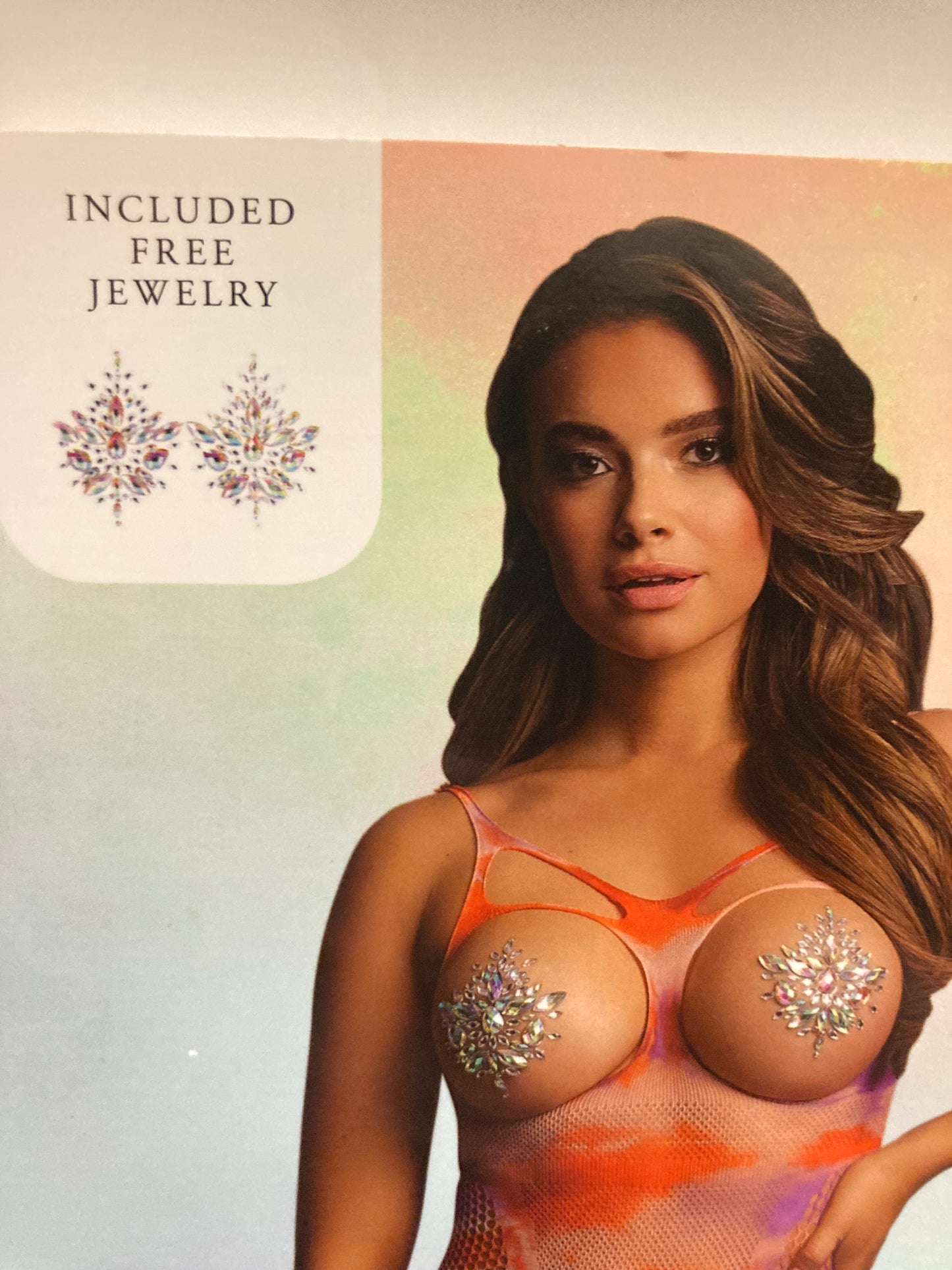 Le Désir Open-Cup Tie Dye Strappy Teddy & Nipple Bling OS