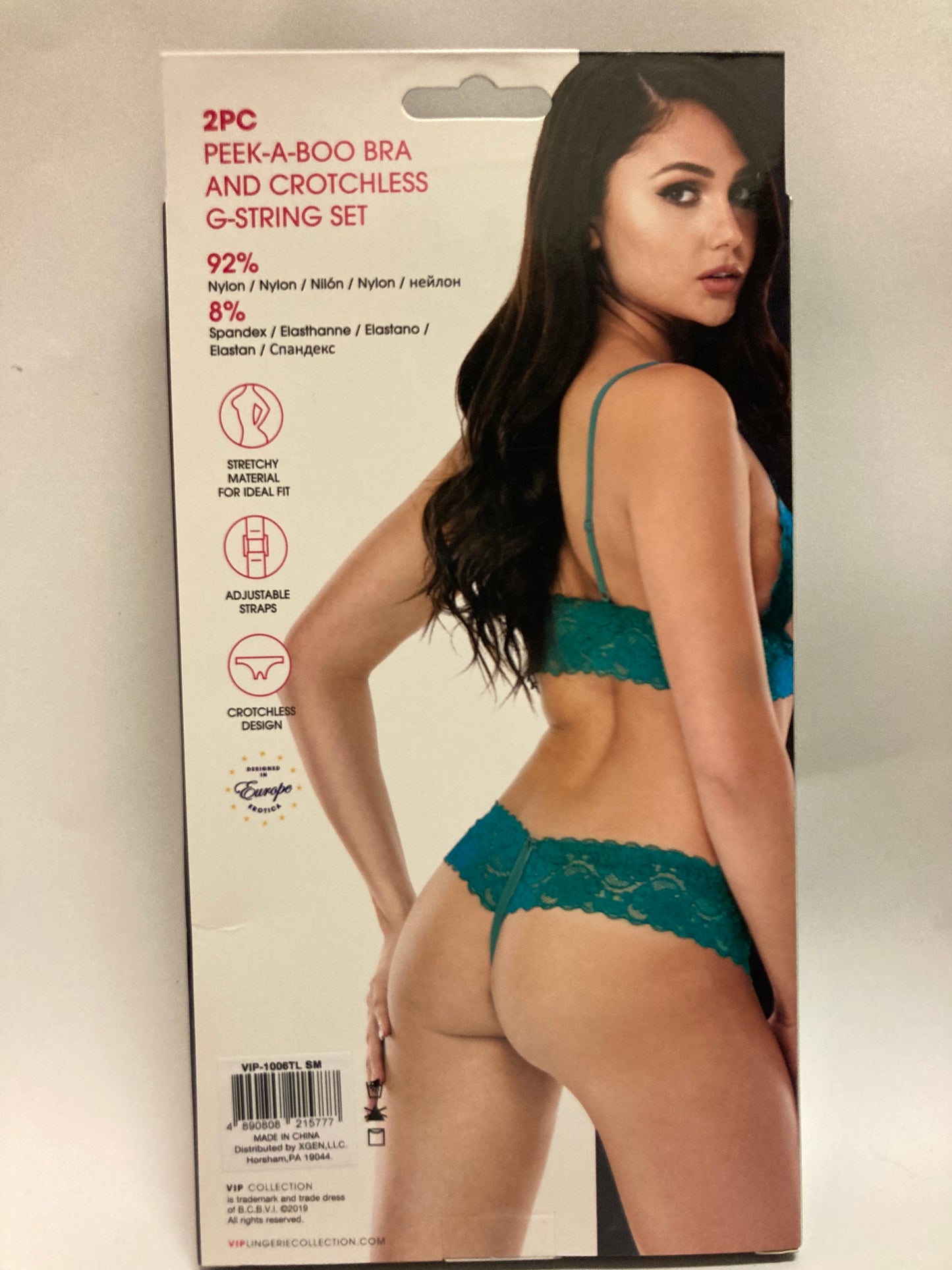 VIP Collection Two Piece Peek a Boo Panties and Bra in Emerald Green