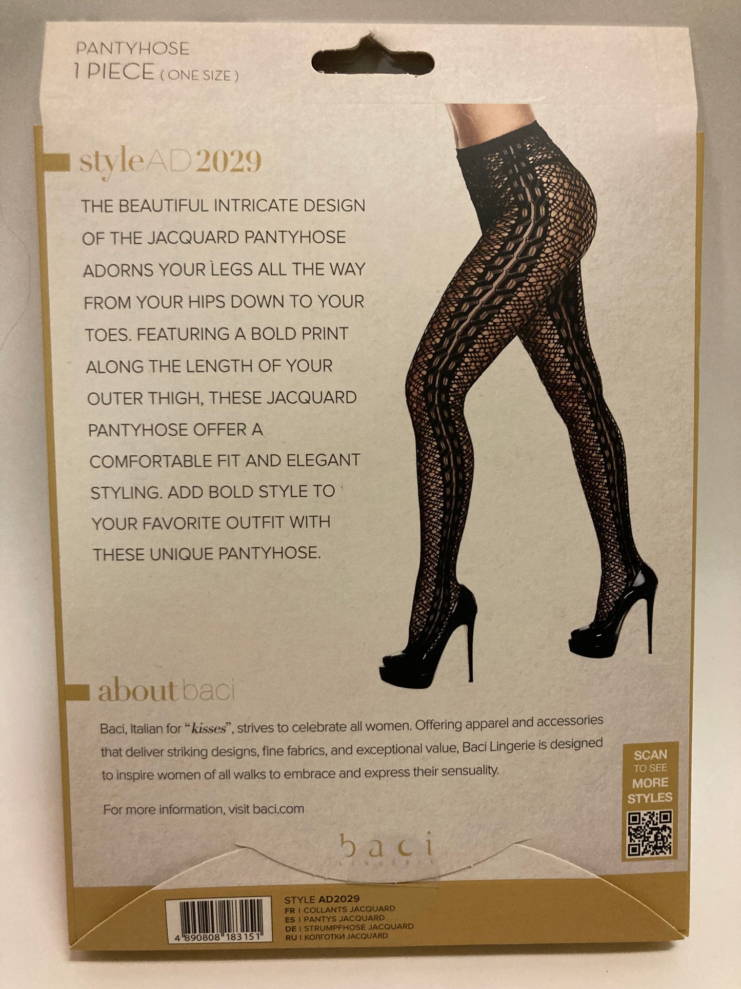 baci After Dark Intricate Knit Black Pantyhose OS