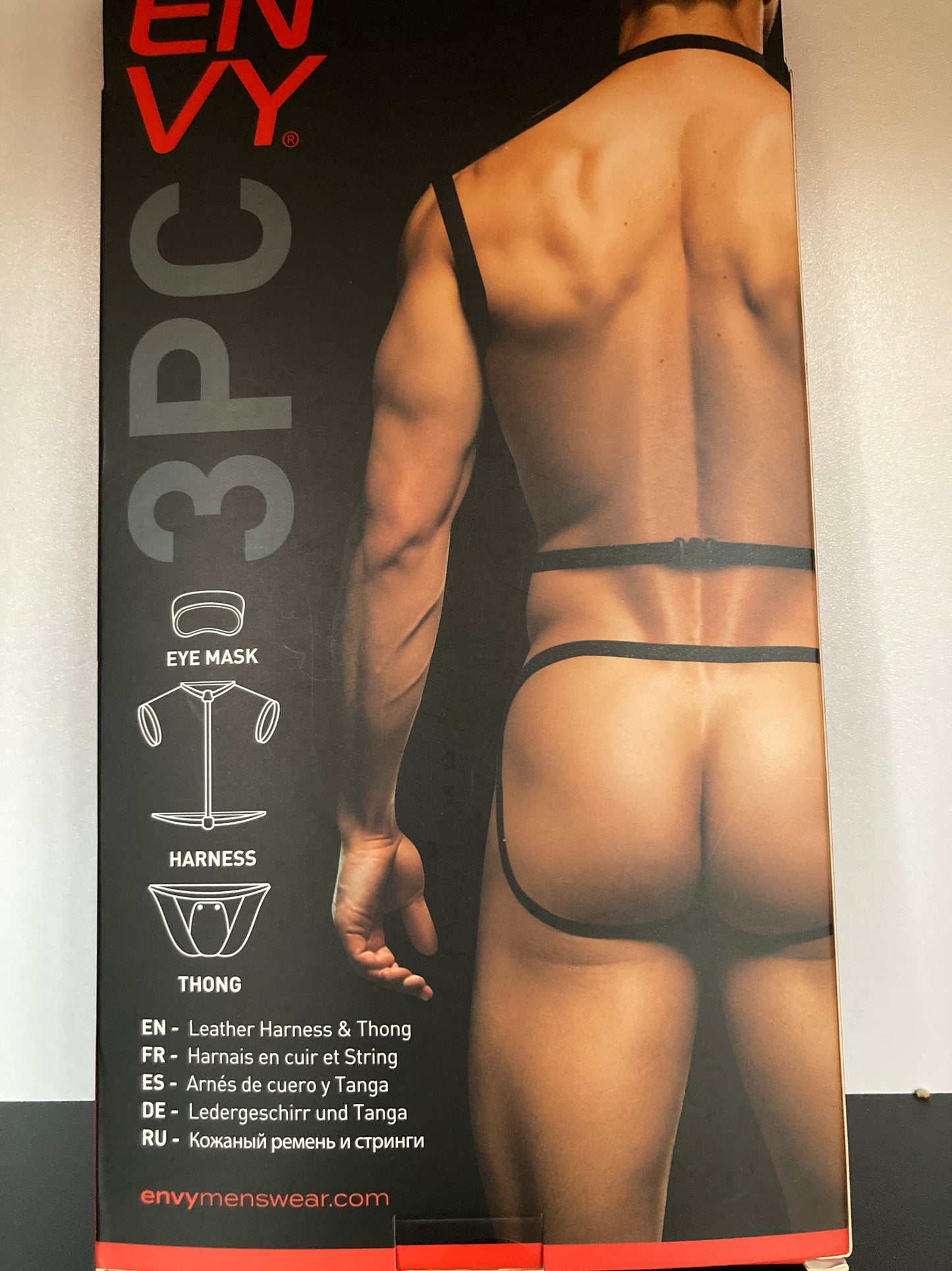 Envy 3 Piece Wet Look Chest Harness and Blindfold