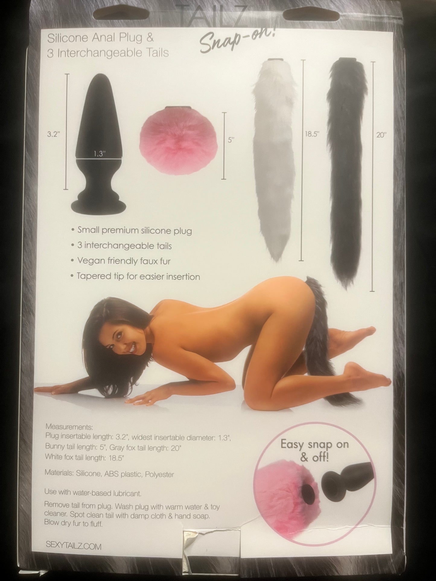 Tailz Snap-On Anal Plug and 3 Interchangeable Tails Set