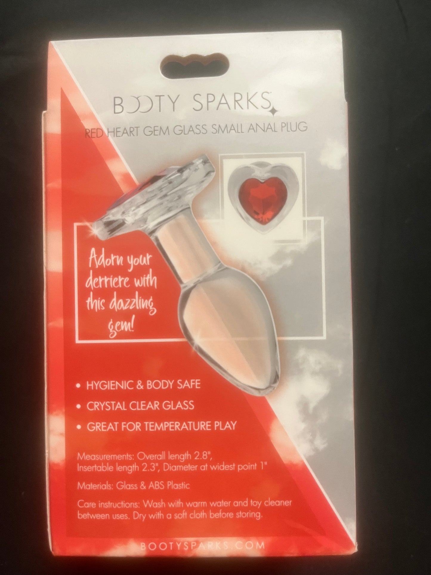 Booty Sparks Red Heart Small Glass Plug