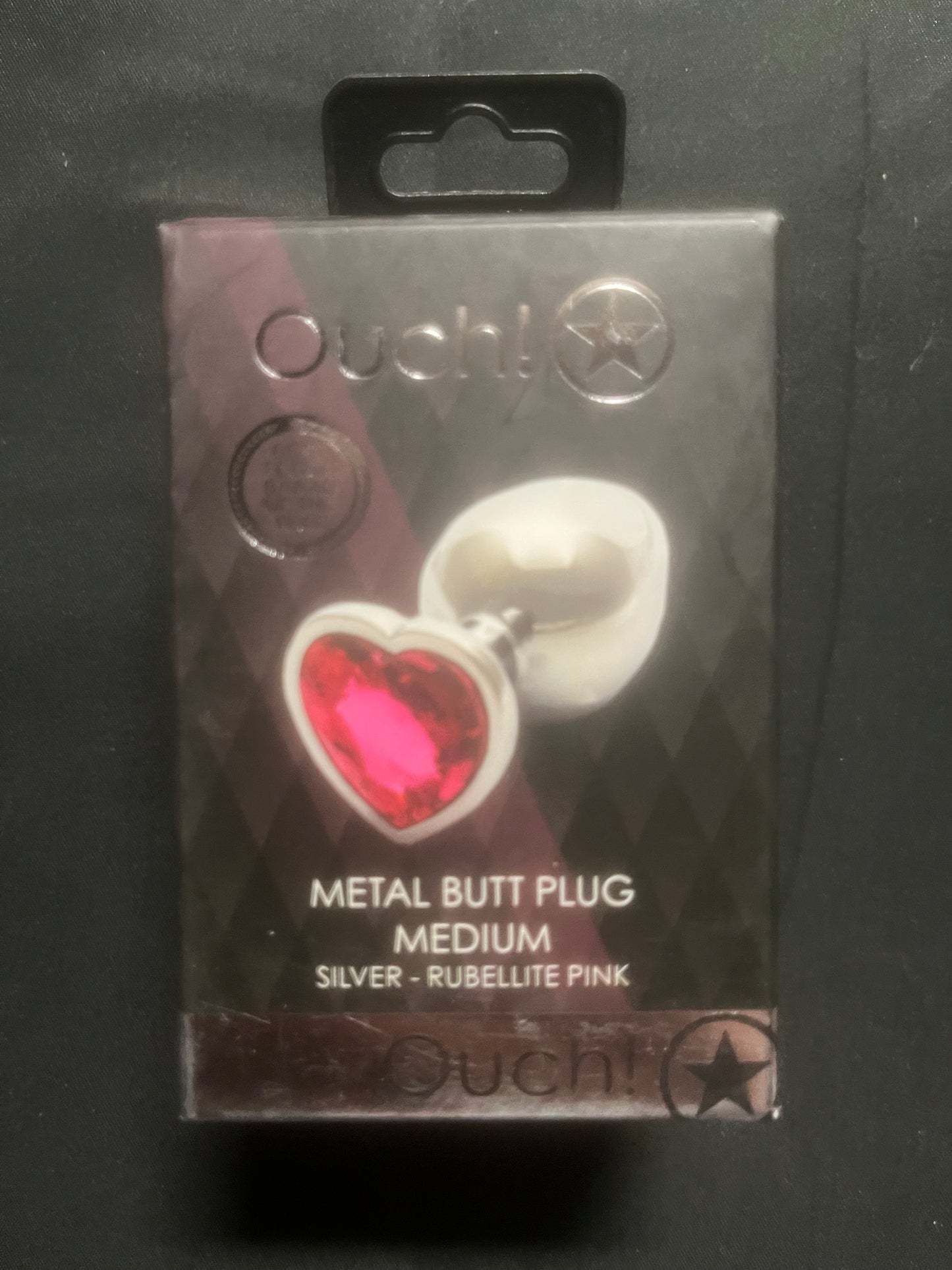 Ouch! Pink Heart Metal Plug in Medium