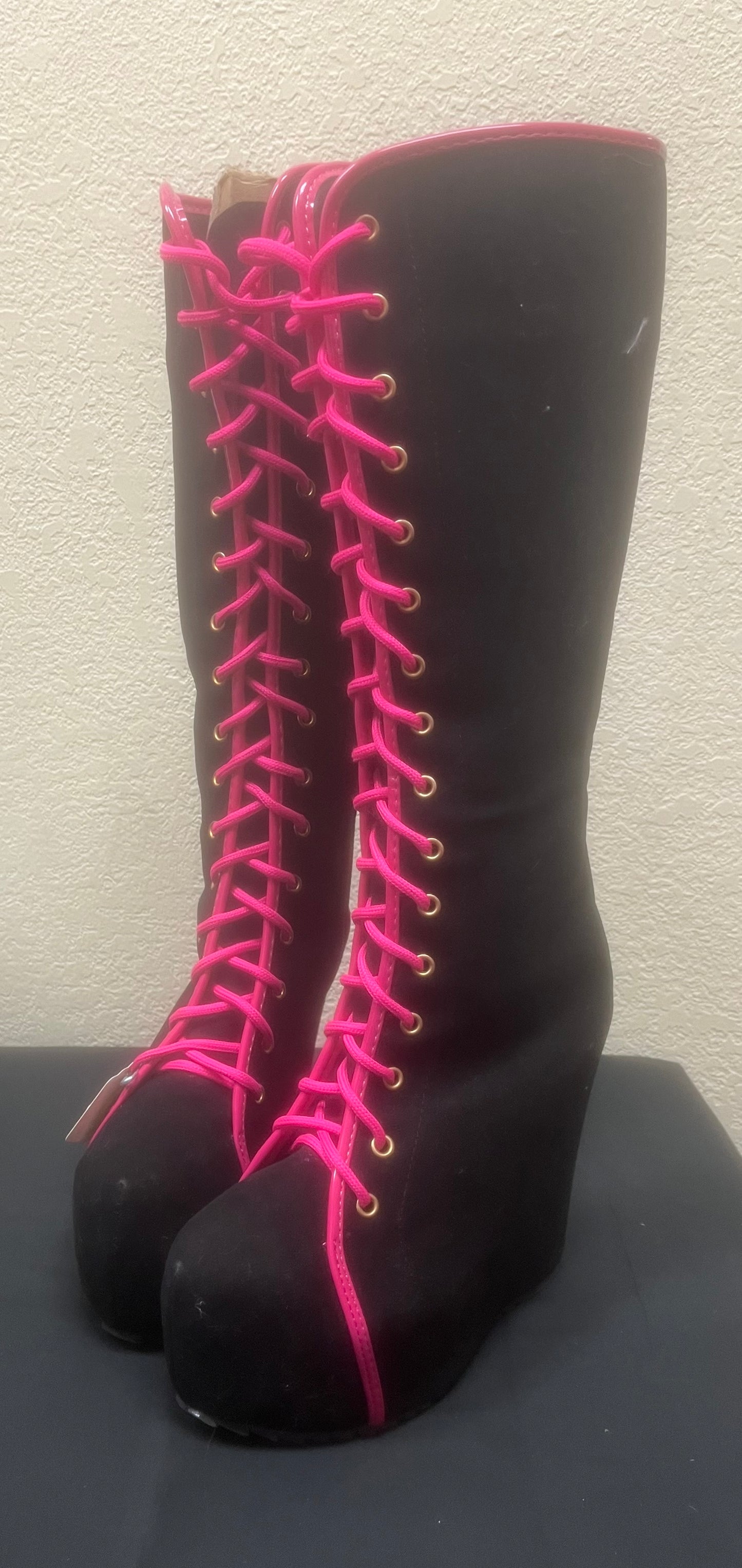Black Wedges with Pink Laces
