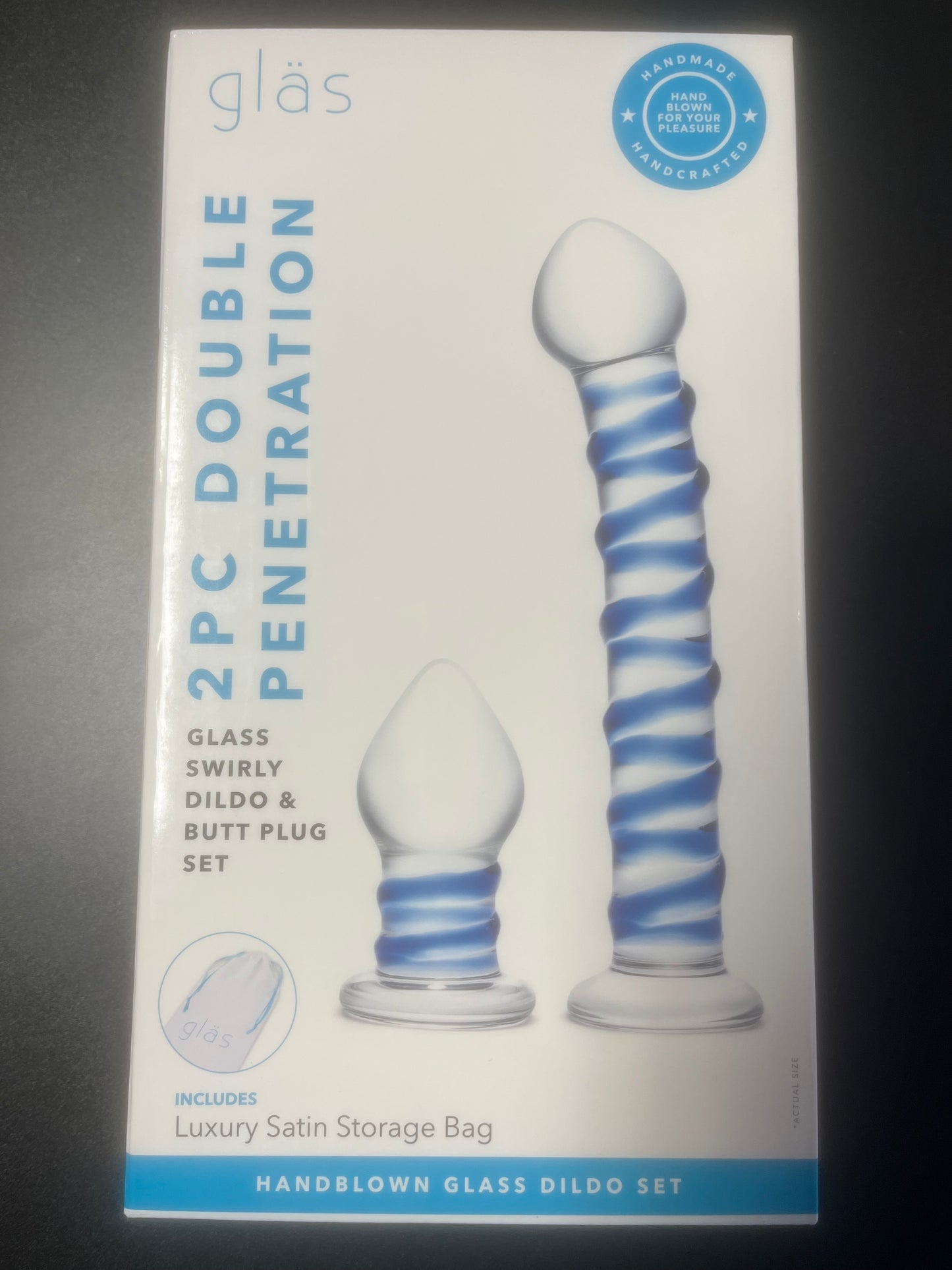gläs Double Penetration Swirly Dildo & Plug Set